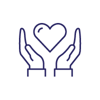 Hands holding heart icon