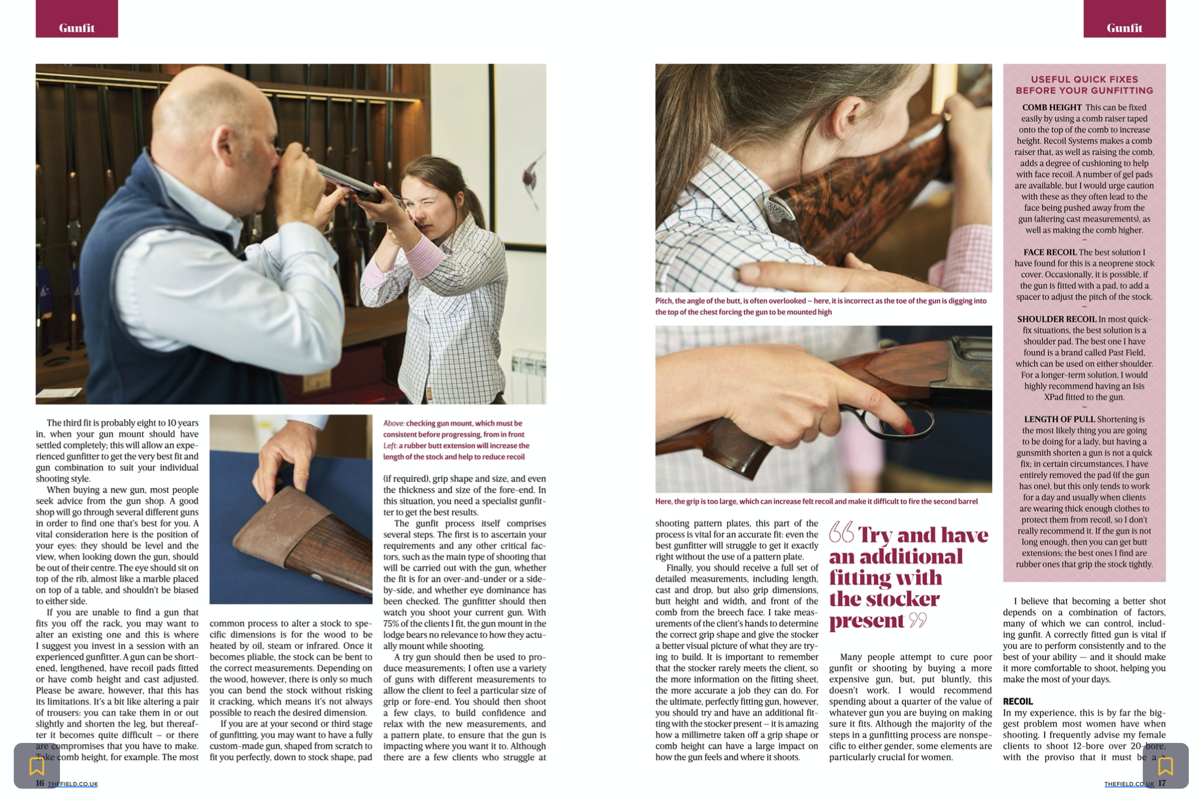 Training instructor and student practicing firearm safety and aiming techniques in a shooting range, with detailed close-up images of grip, stance, and aiming adjustments.