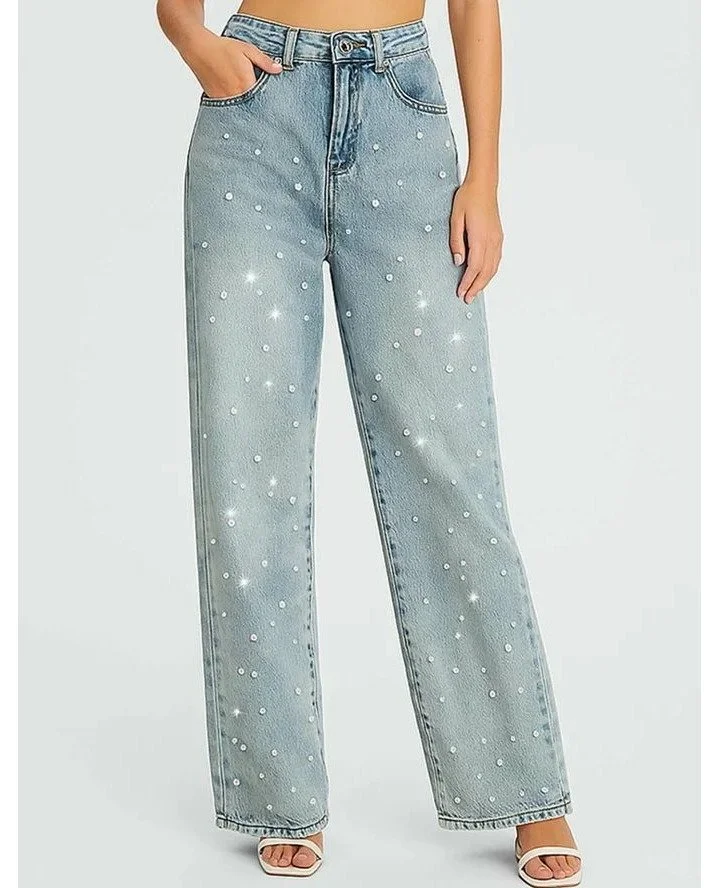 Elevate your style without sacrificing comfort! 💖 

Our Ladies Pearl Beading Straight Leg Denim Jeans are here to give you that flawless, chic look you&rsquo;ve been after. 👖✨ With elegant pearl detailing, they&rsquo;re perfect for any occasion, wh