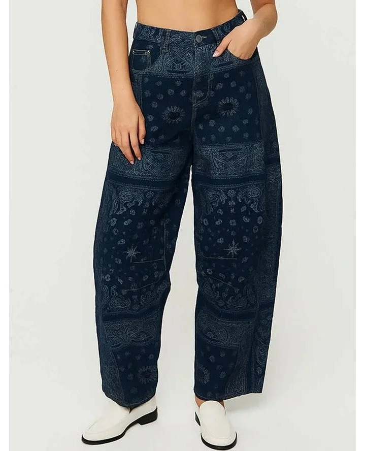 These denim pants are a vibe! 😍✨

Meet your new wardrobe staple: Ladies Vintage Jacquard Zip Fly Barrel Denim pants! 💃 Designed with comfort and style in mind, these chic jeans feature a unique jacquard pattern that elevates any outfit. Whether you
