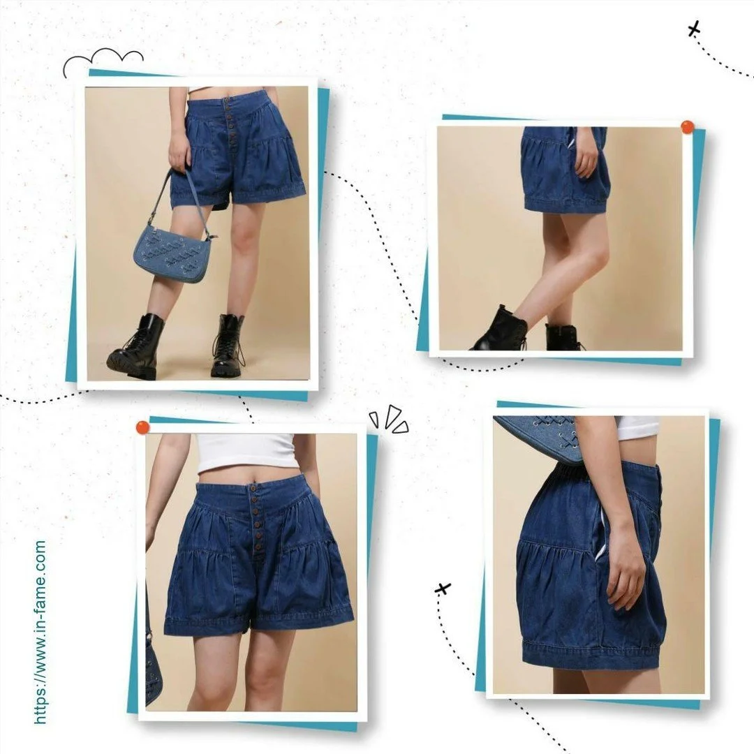 Ready to elevate your summer style? 🌞🩳

Introducing our Ladies Pumpkin Shape Elastic Waist Denim Shorts! 🥳 Designed for all-day comfort and a flattering fit, these shorts combine chic style with the ultimate ease of movement. The unique pumpkin sh