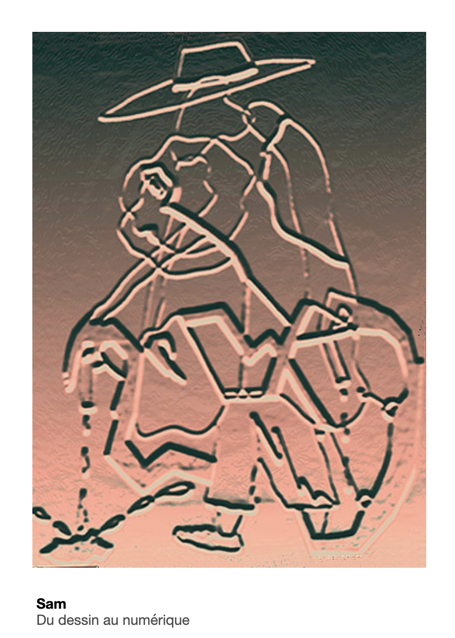 Une enseigne en néon représentant un homme en chapeau, probablement un cowboy, montant à cheval.