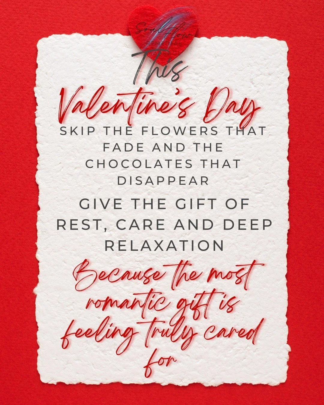 💖 Valentine's Day, but make it meaningful 💖

A massage gift voucher is a beautiful way to say 
'I see how much you do.'
'You deserve to be looked after.'
'Take some time for you!'

Prefect for partners, mums to be, tired parents or anyone who could