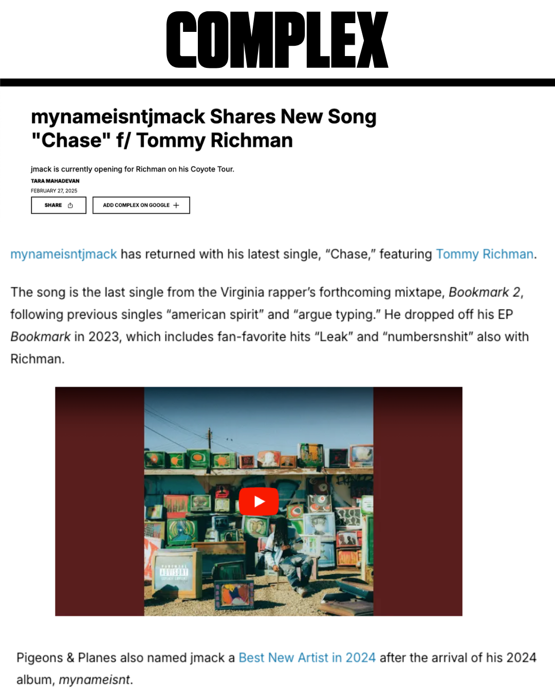 A collage of colorful vintage television sets and a person sitting on a chair in front of them, with a red play button in the center.