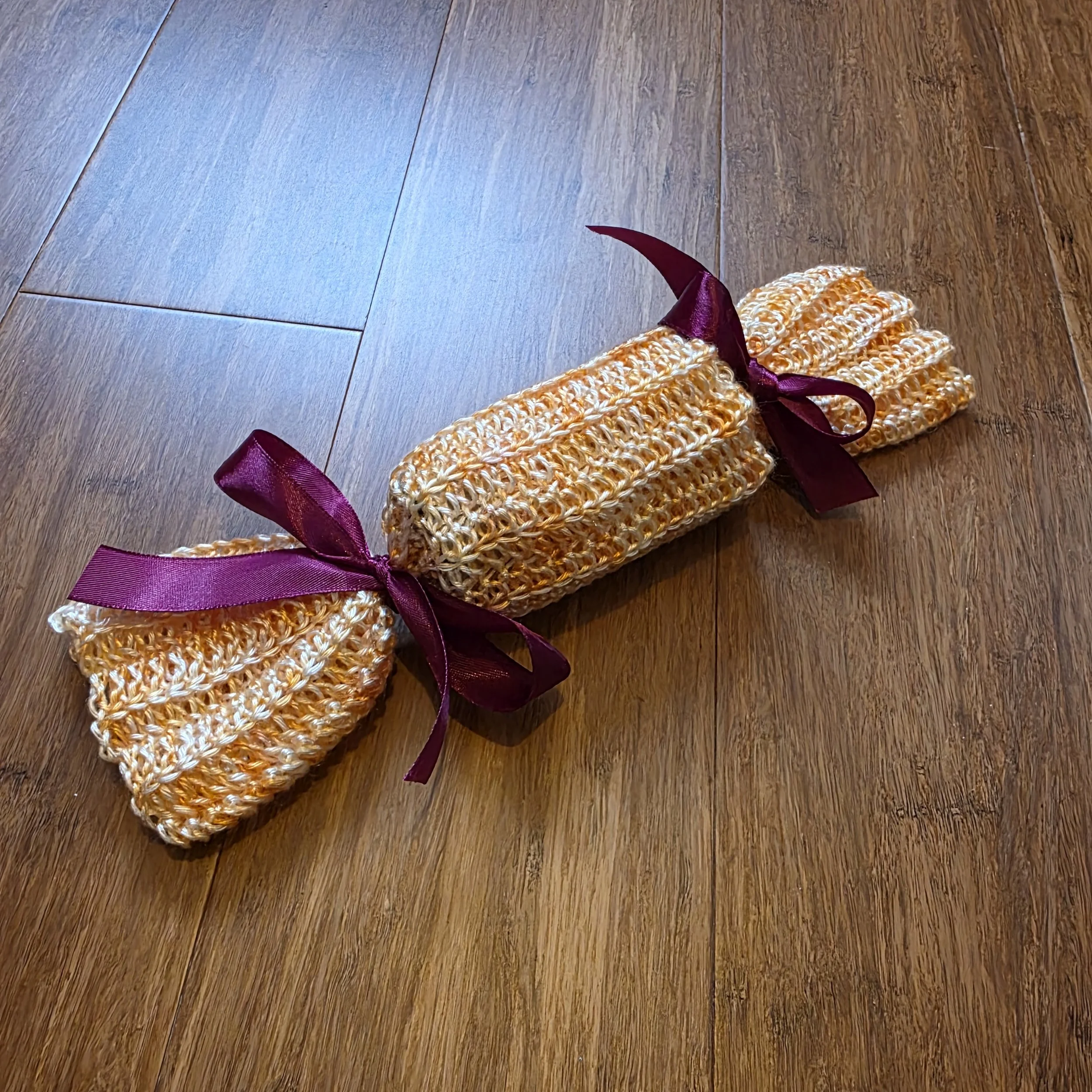 Crochet Christmas Crackers - free tutorial available with any DK purchase in-person.