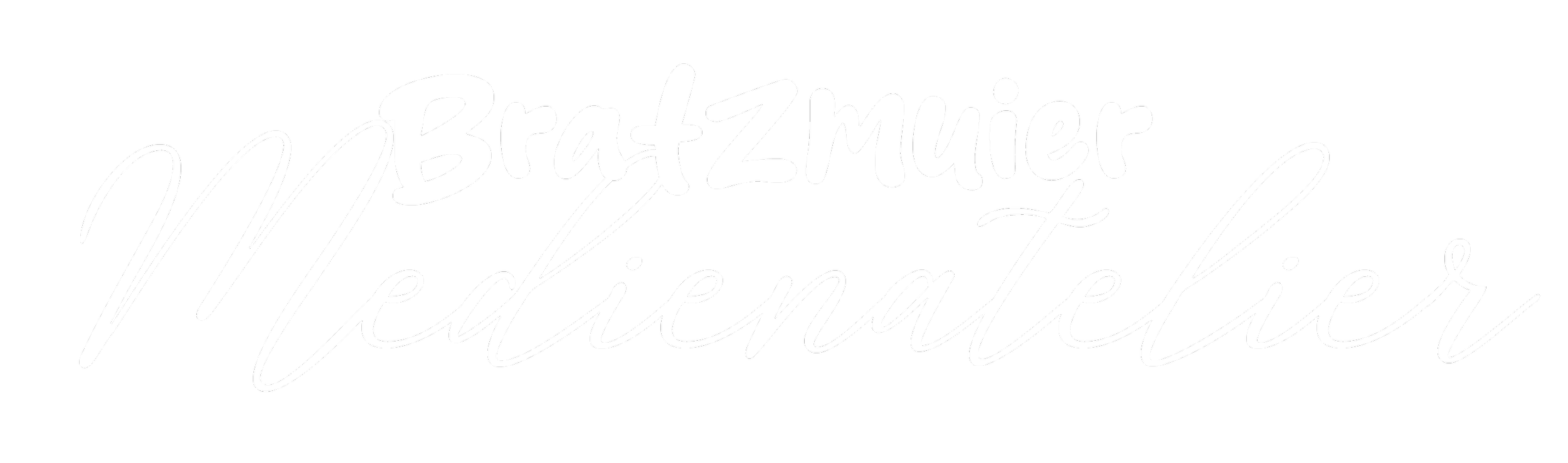 Schwarzer Hintergrund mit weißen Text: "Bratzmuier Medienatelier" in moderner Schriftart.