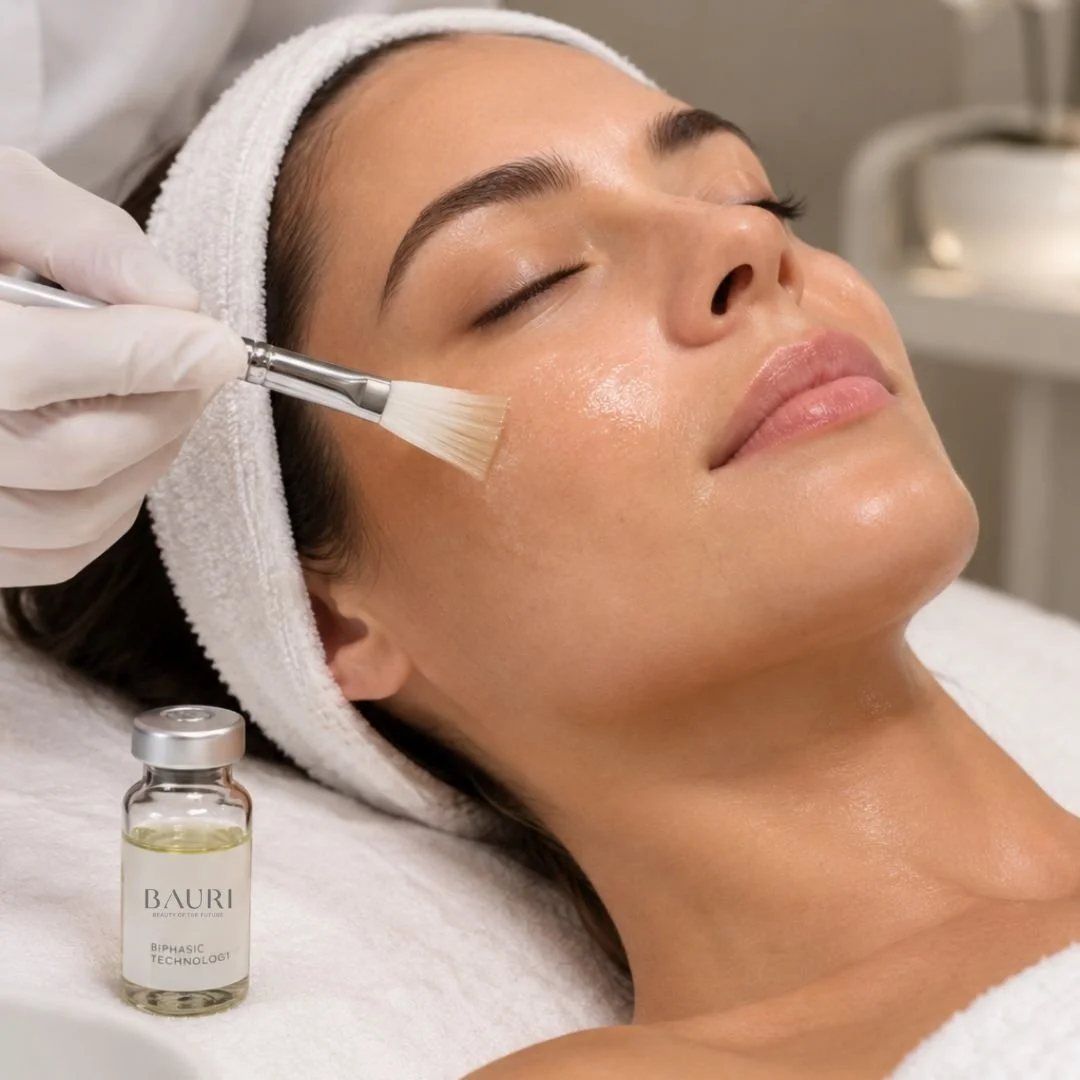 Tratamiento facial Glow RePeel en BAURI Barcelona para renovar la piel y mejorar su luminosidad.