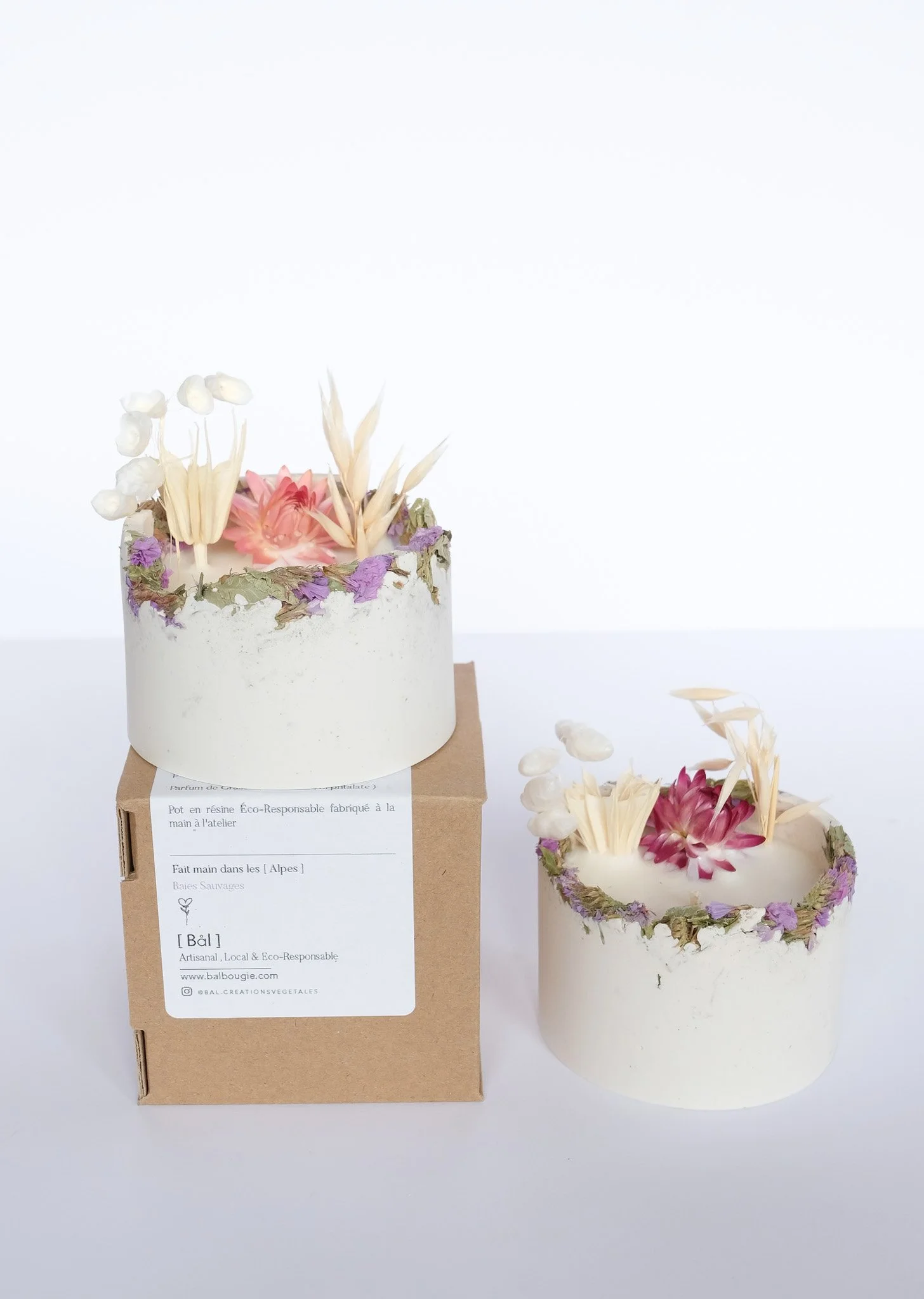 Pot résine réutilisable vide-poche décoration fleurs séchées