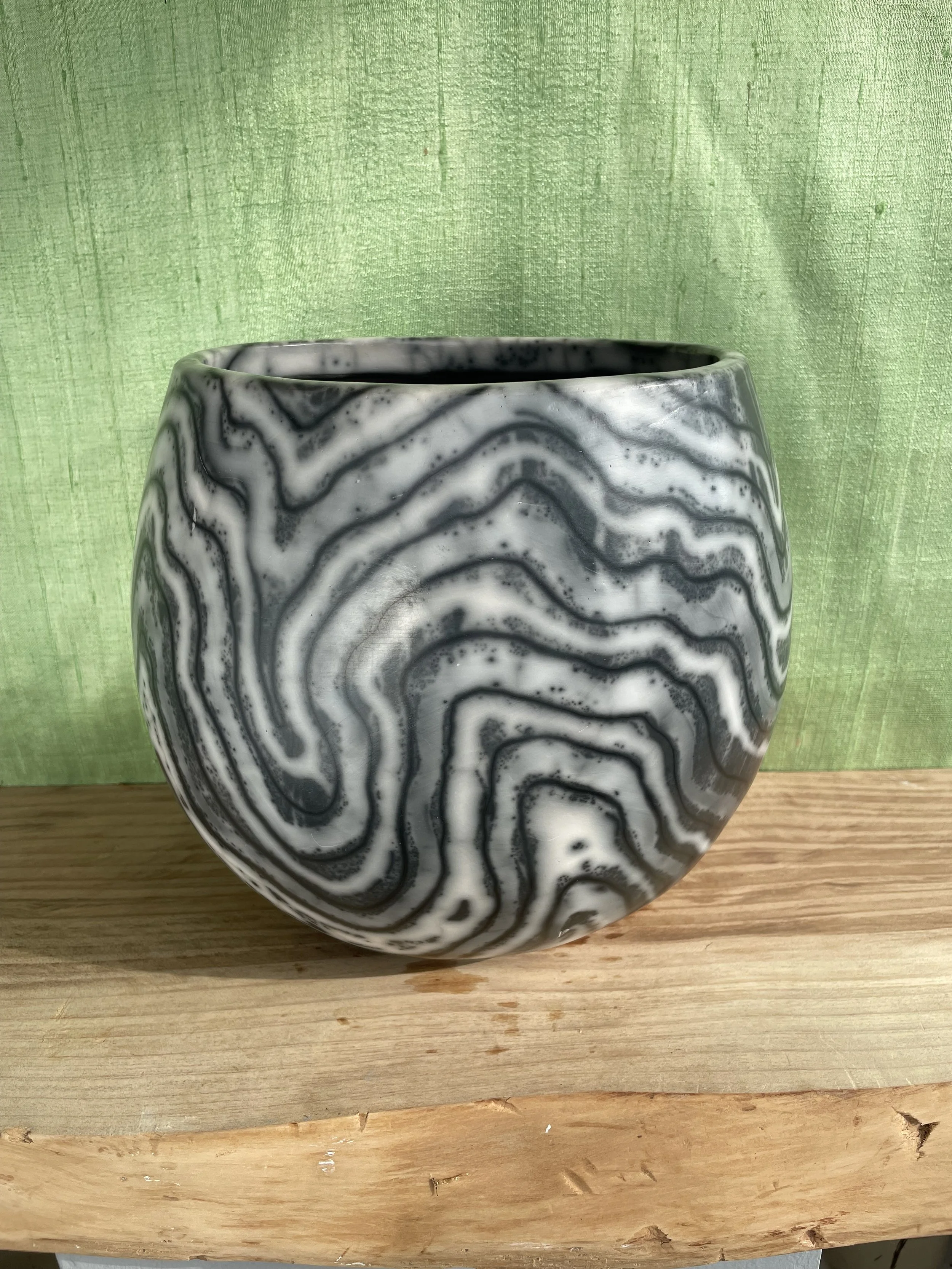 back view of large naked raku Vessel