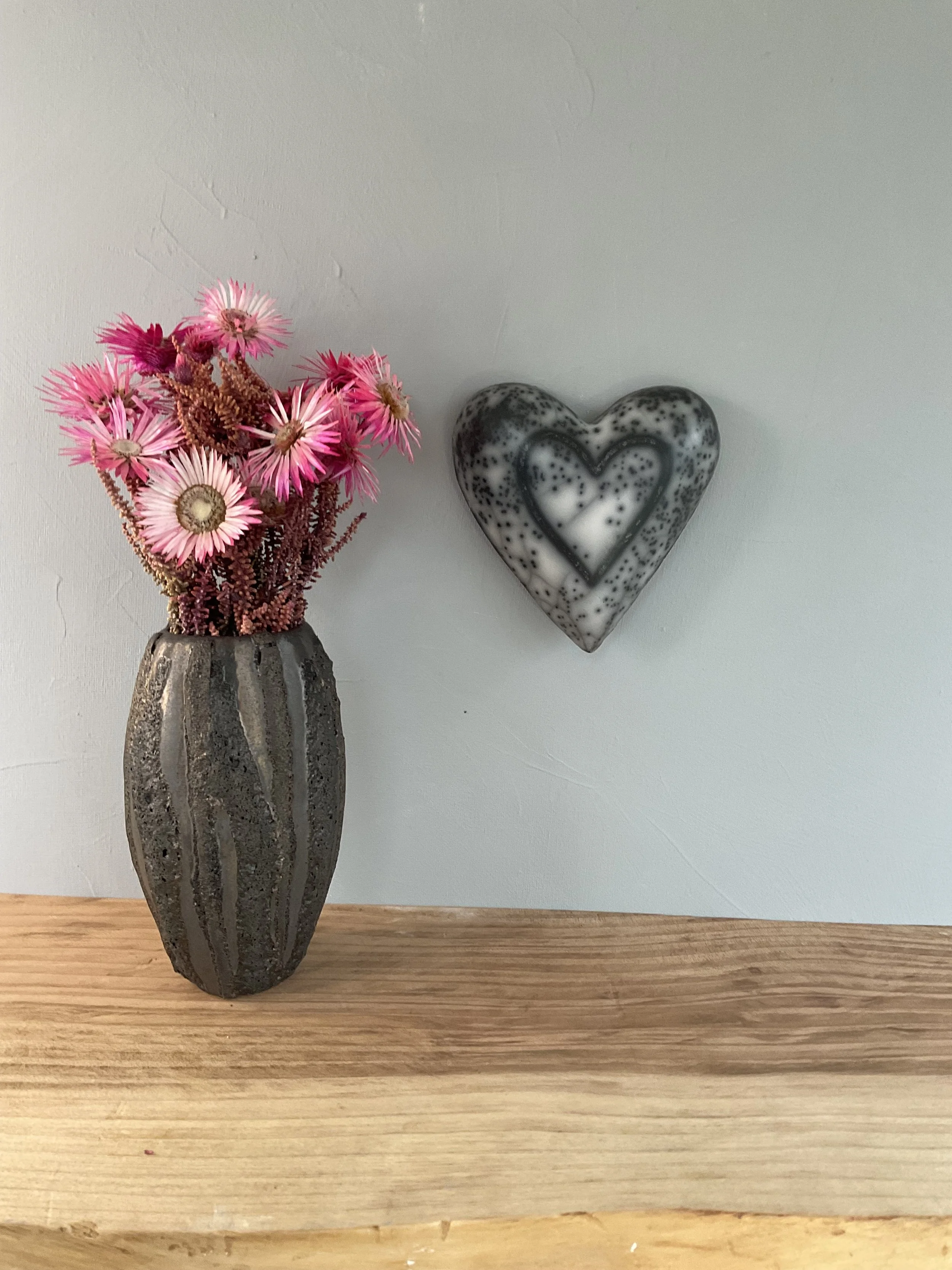 Naked Raku Hanging Heart