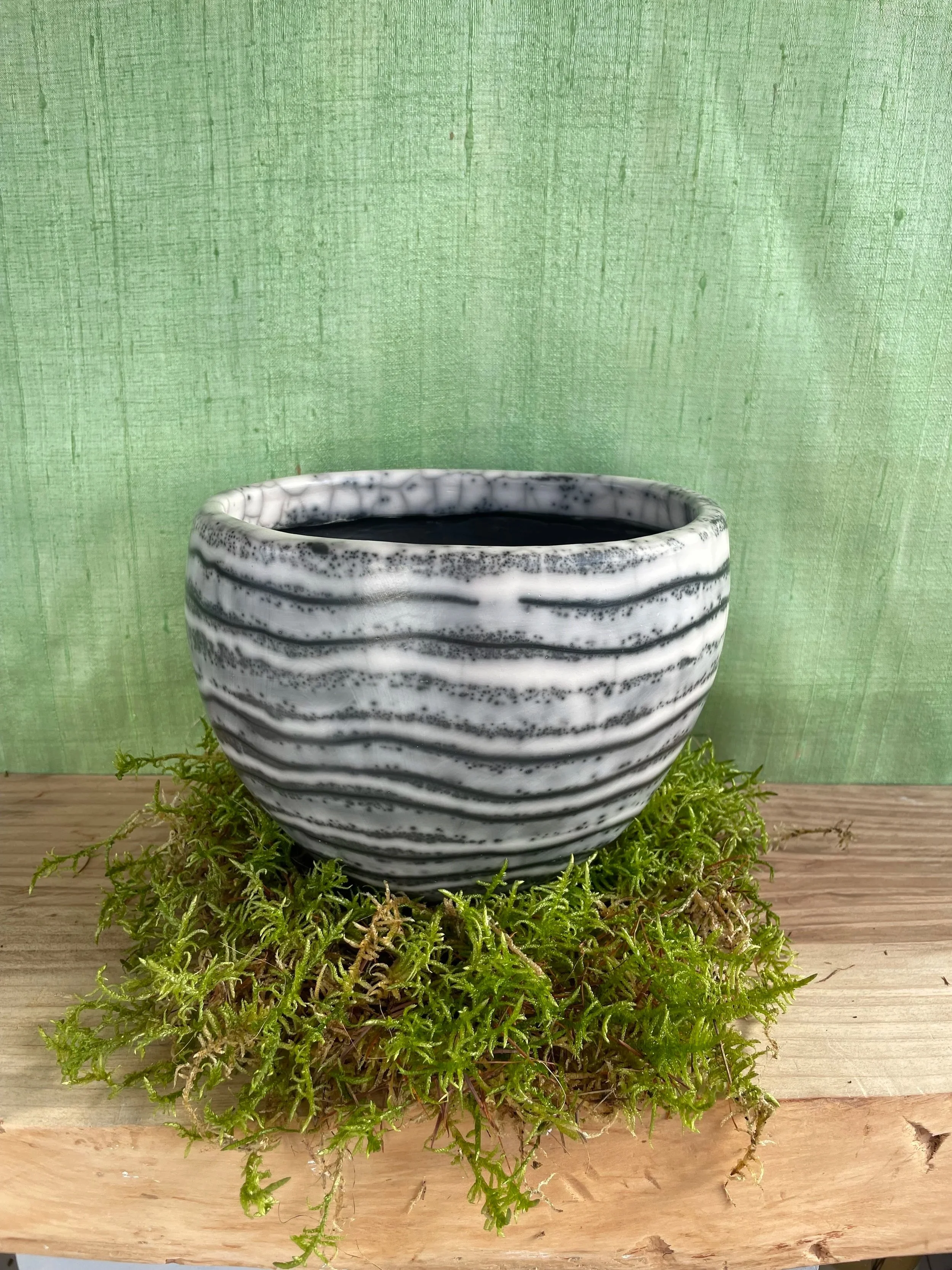 Strata Naked Raku Vessel round small front view
