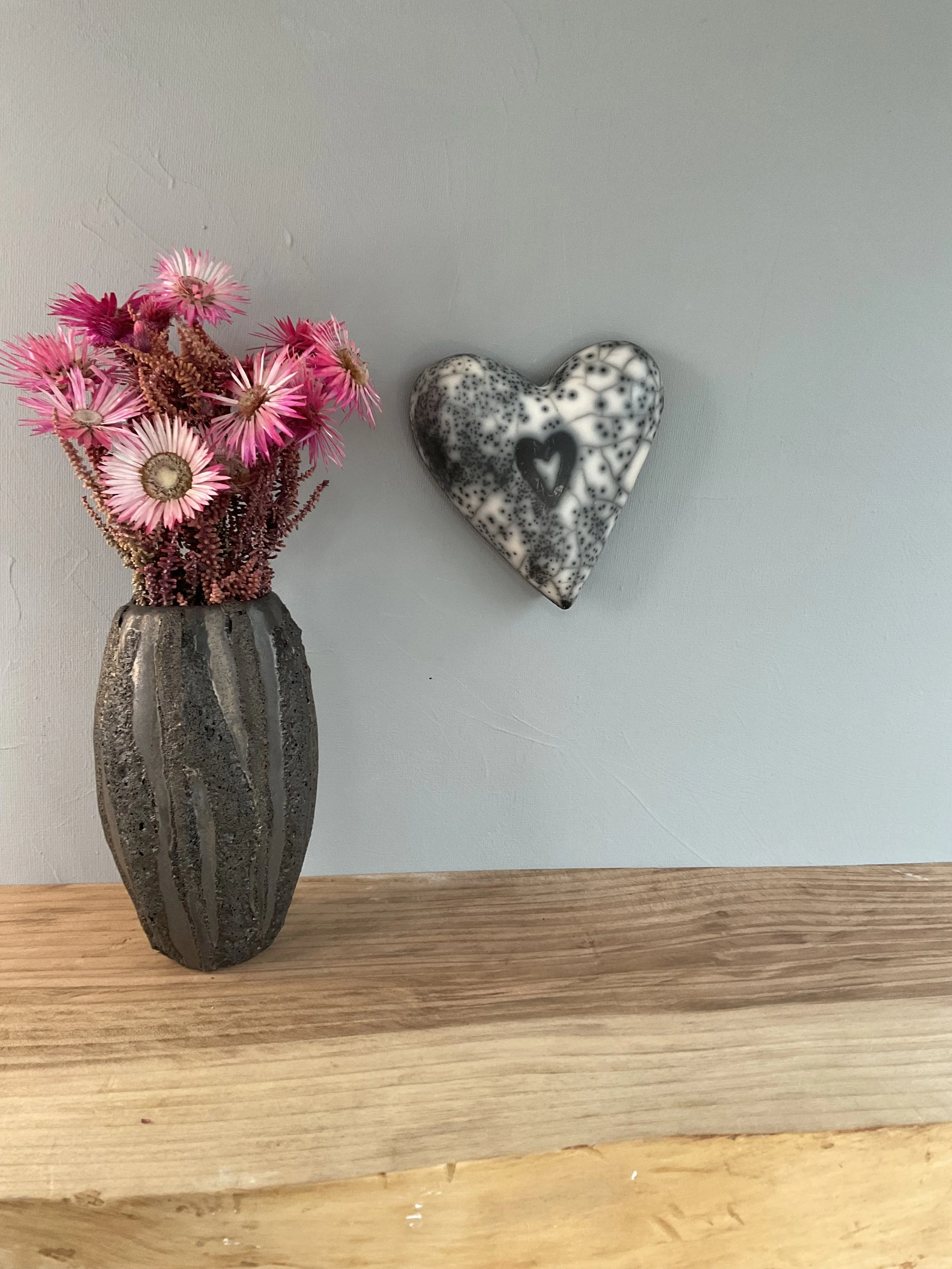 Naked Raku Hanging Heart