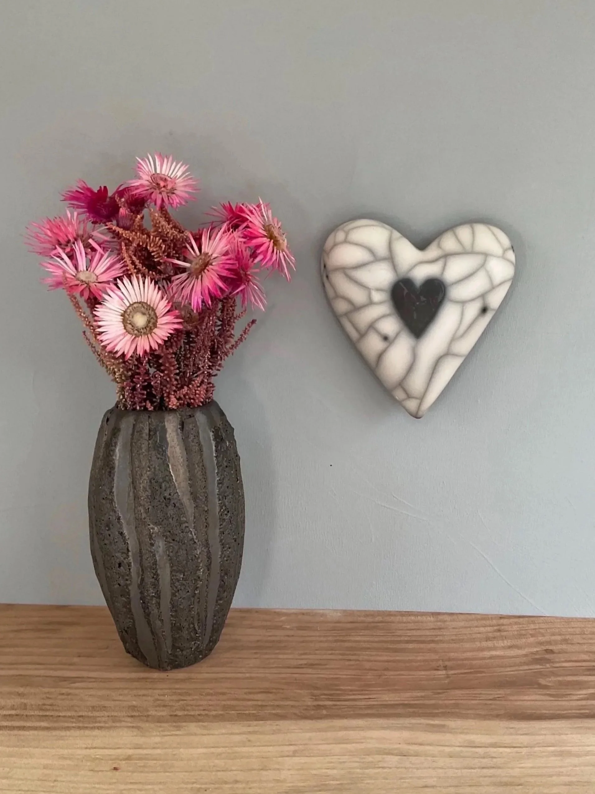 Naked Raku Hanging Heart