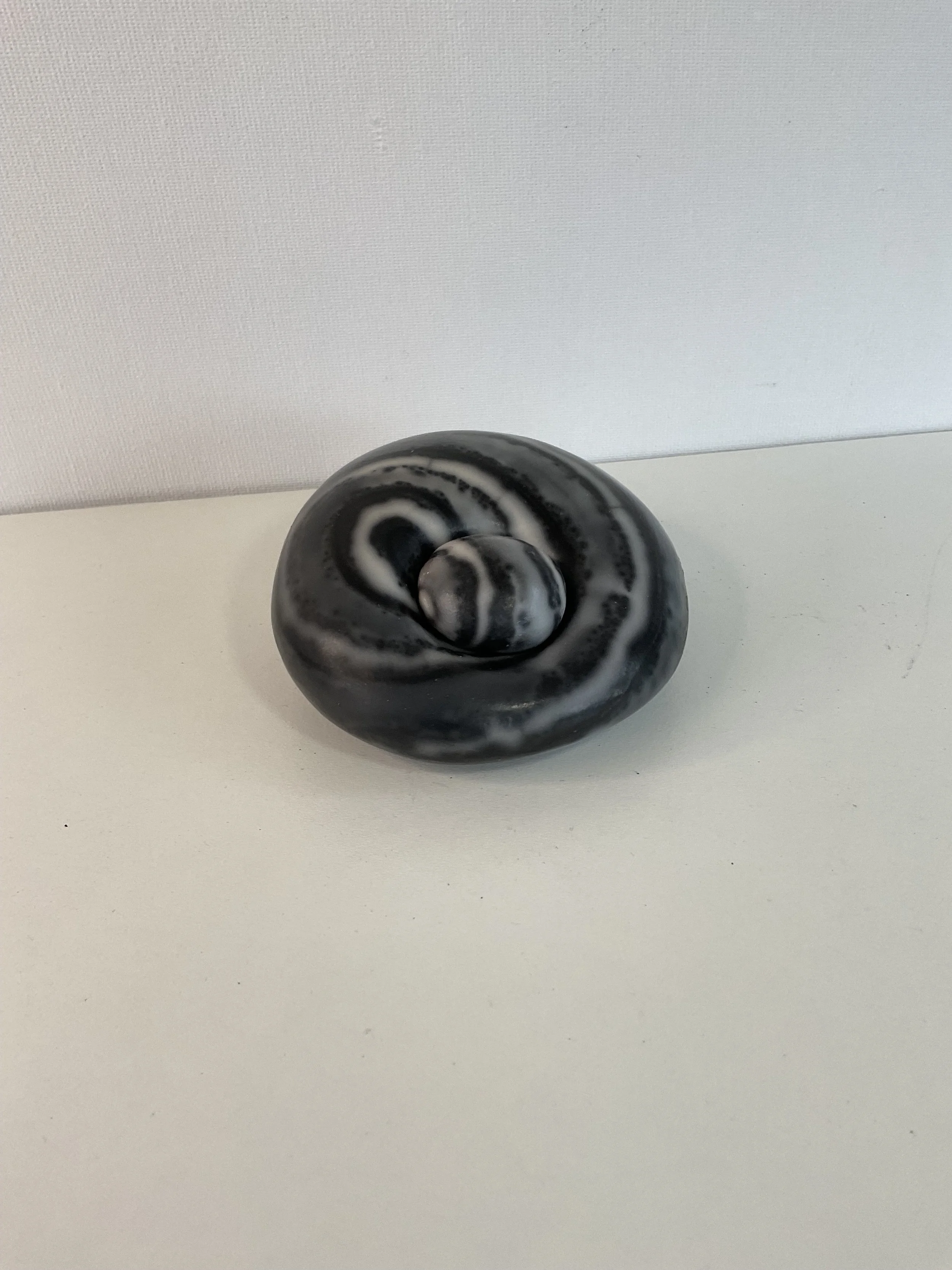 Naked Raku pebble with small pebble nestled with