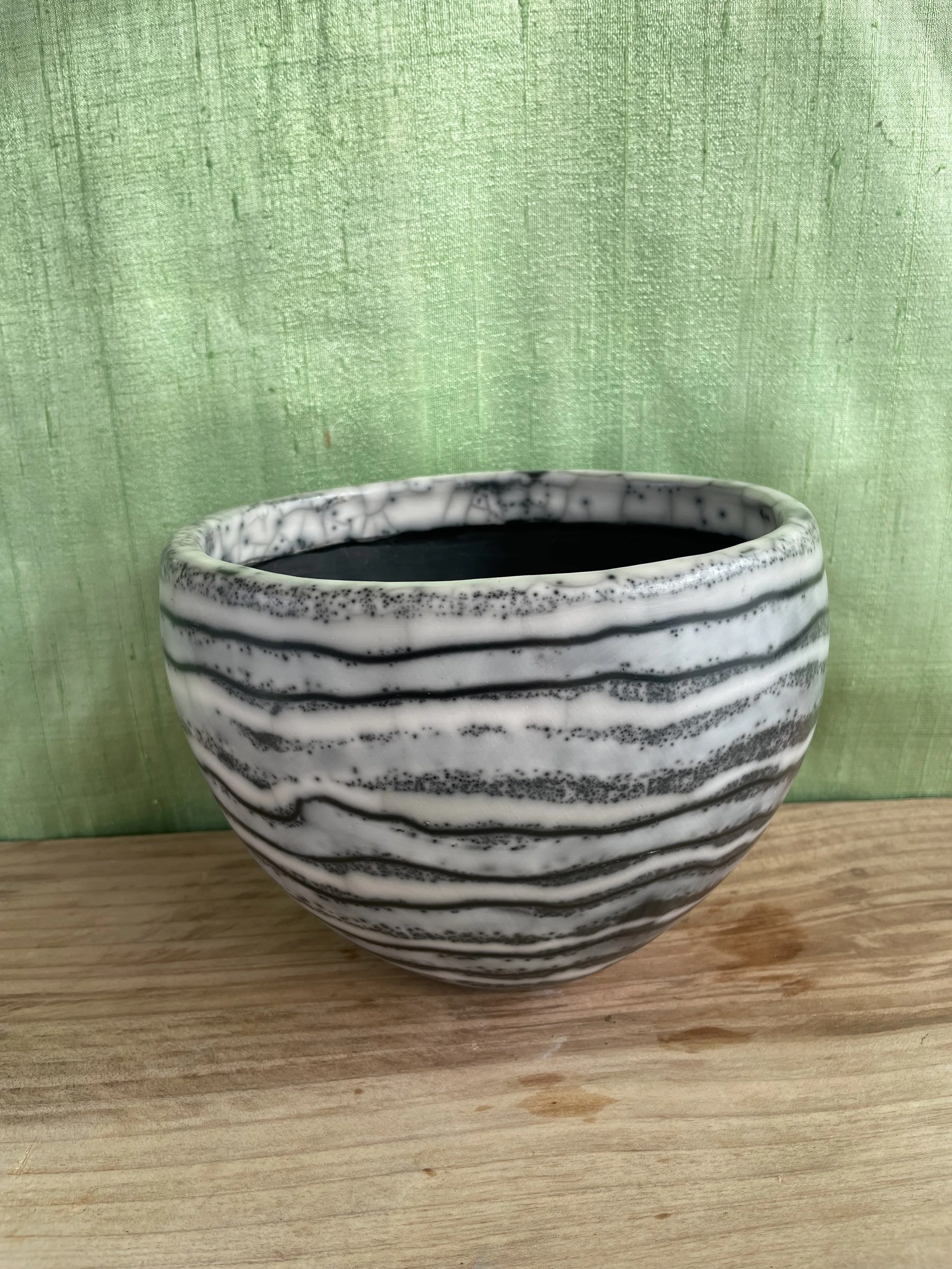 Strata Naked Raku Vessel round small back view