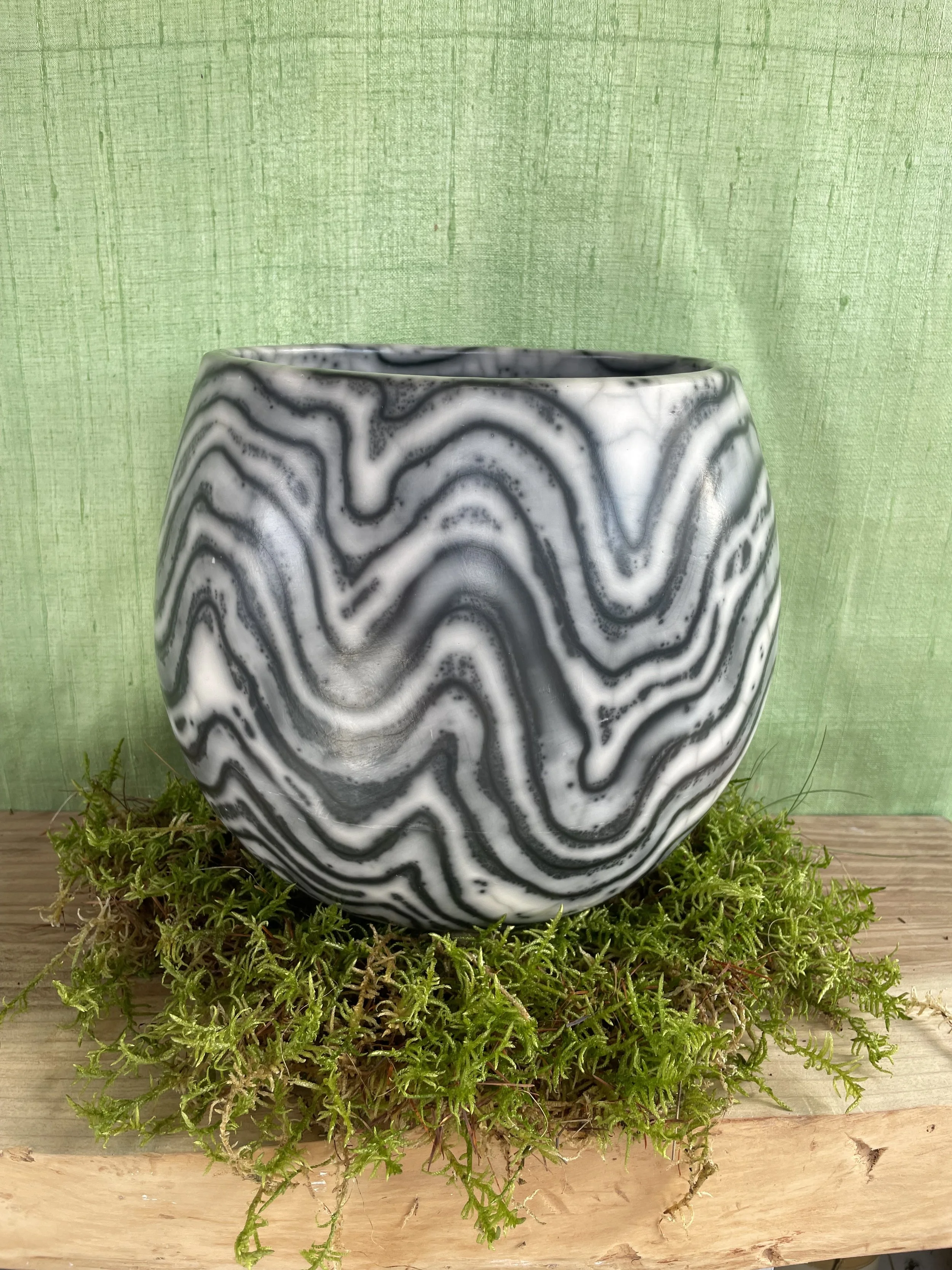 Lewisian Gneiss Naked Raku Vessel round large
