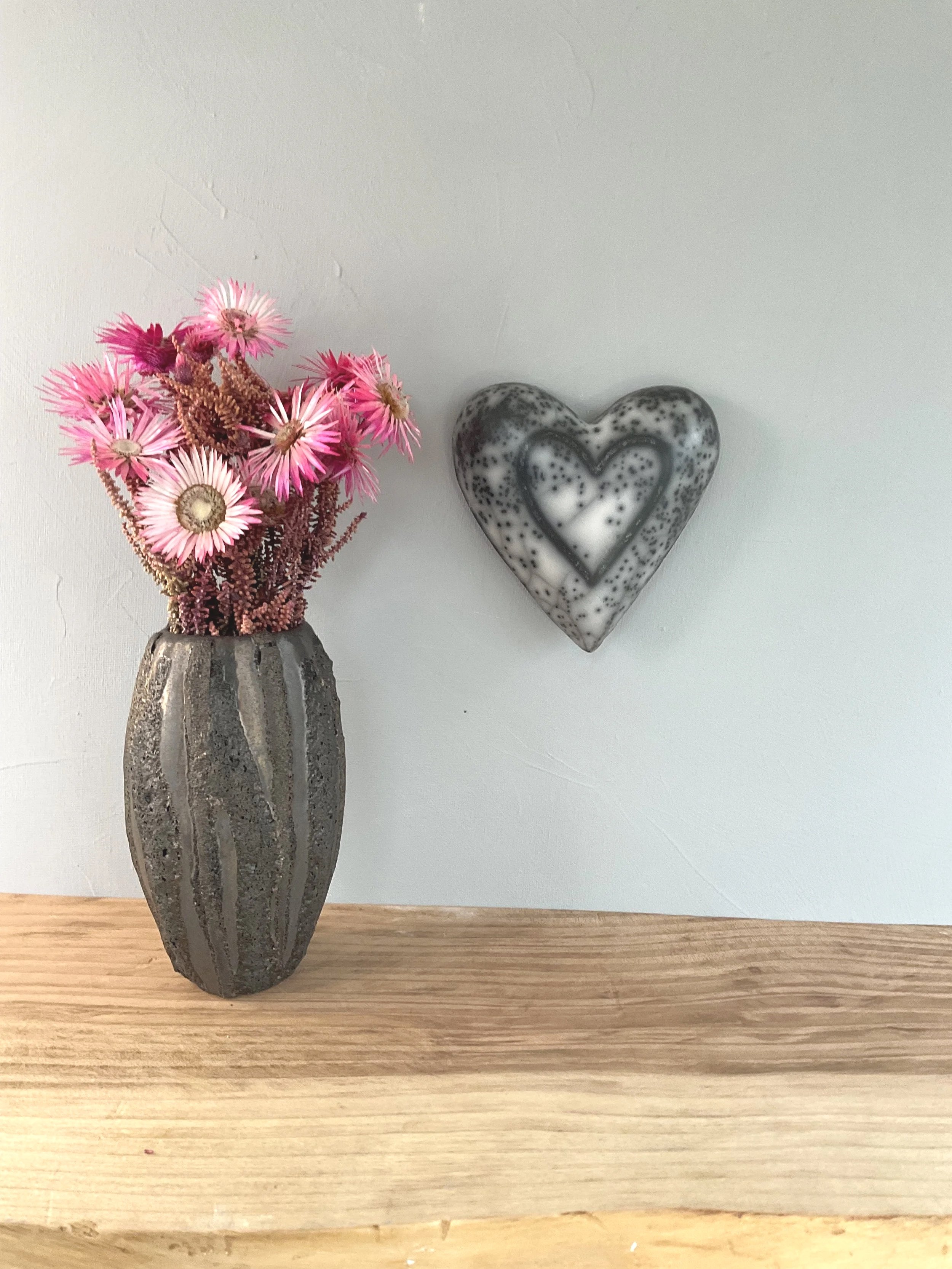 Naked Raku Hanging Heart