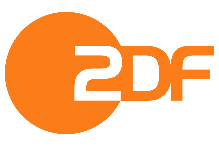 Das Logo von ZDF mit orangefarbenem Kreis und weißen sowie orangeschriftlichem Text.