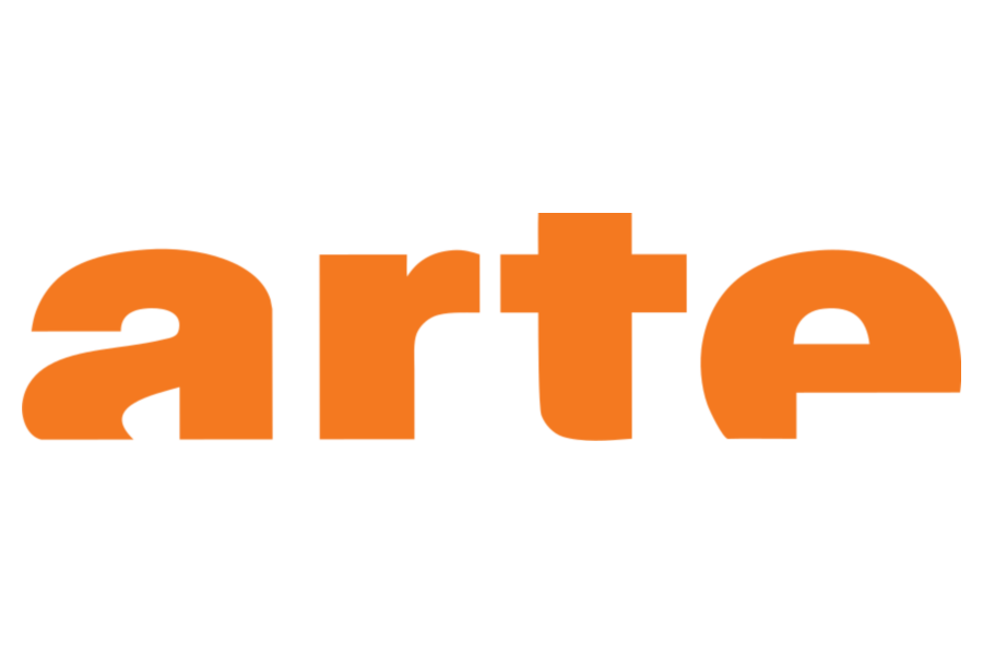 Das Wort "arte" in großen, orangefarbenen Buchstaben auf schwarzem Hintergrund.