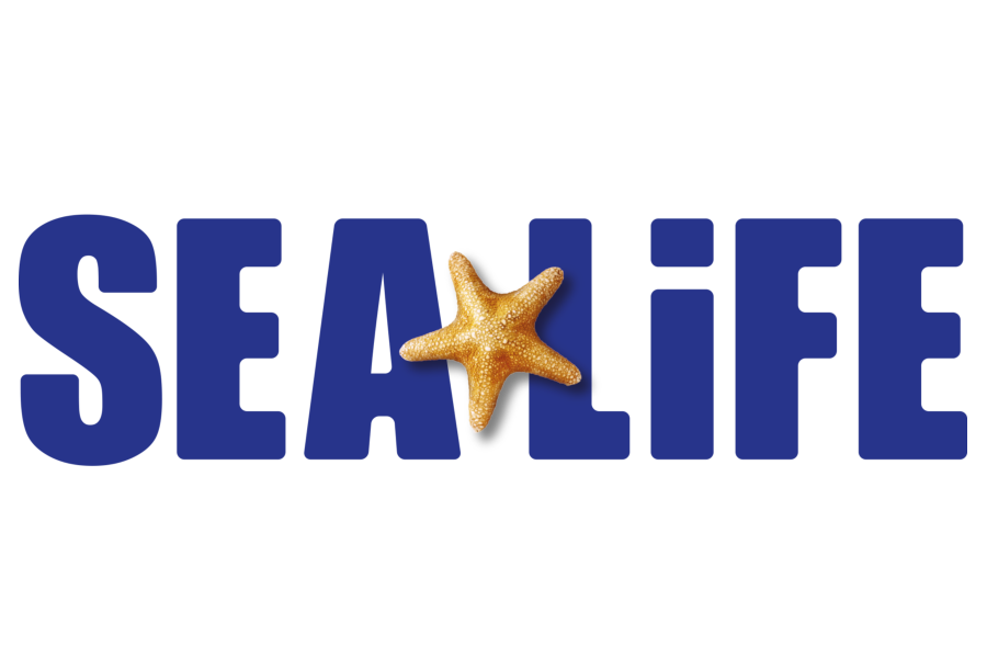 Logo von SEALIFE, das Wort in blauer Schrift, in der Mitte eine echter Seestern.