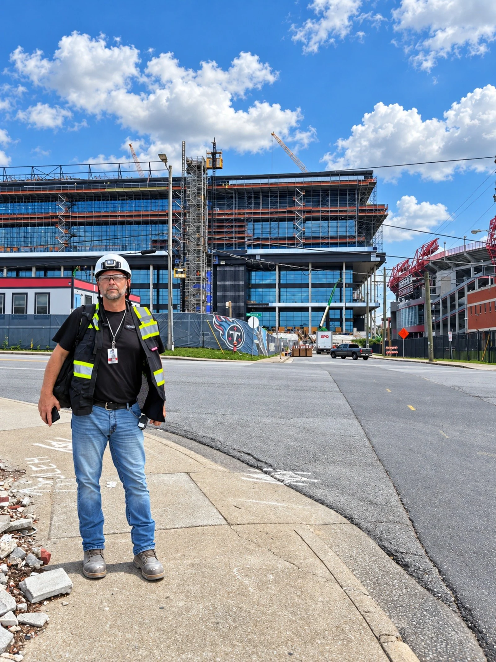 RCC field leadership in PPE at the new Nissan Stadium construction site in Nashville.