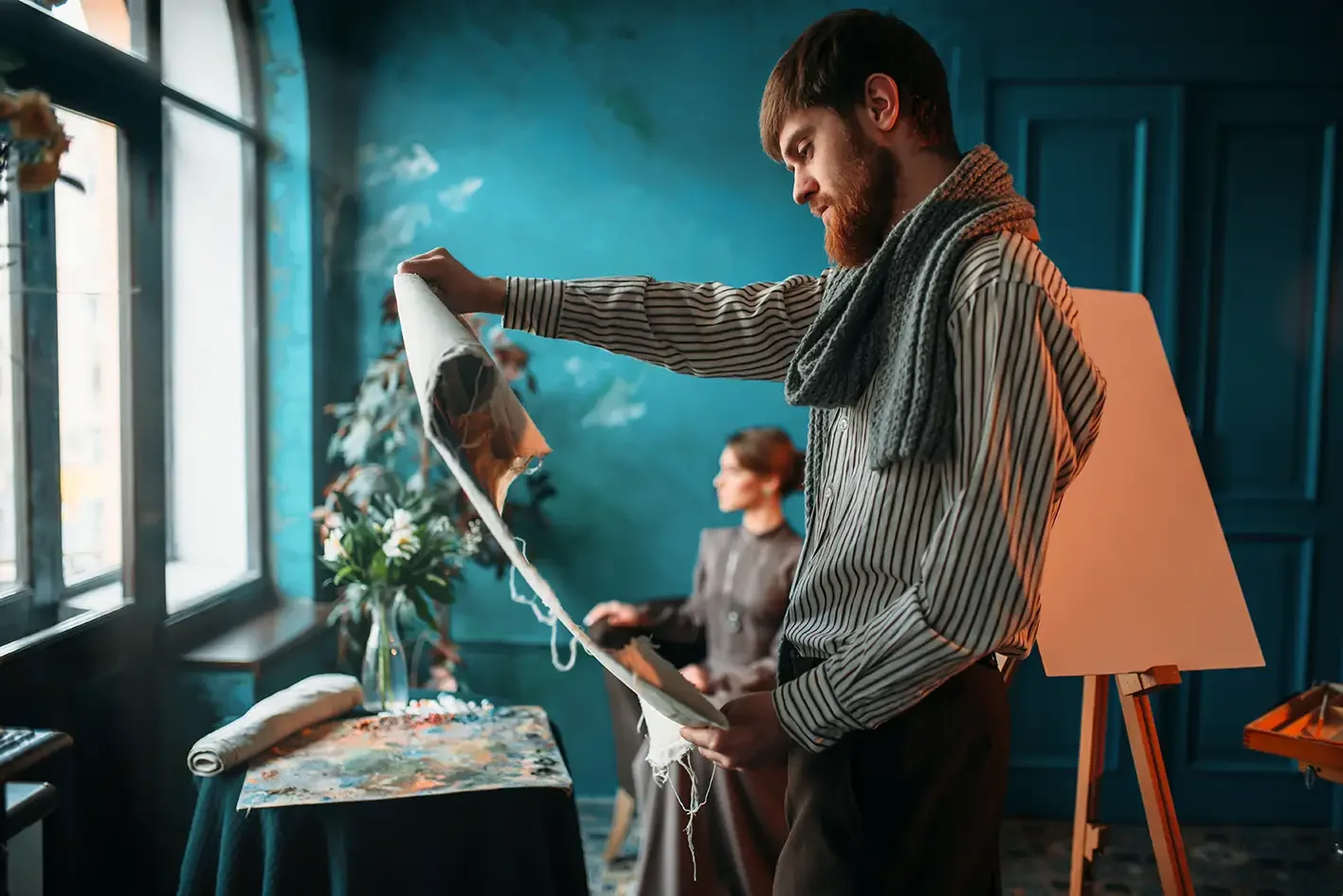 Selection of artworks in an artist-led studio environment