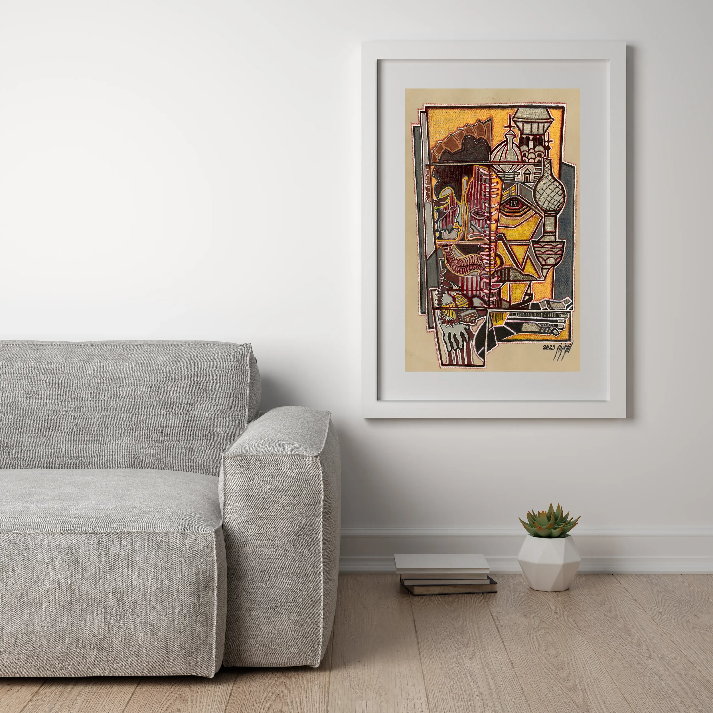 Crime and Punishment fine art print displayed in a minimal interior setting