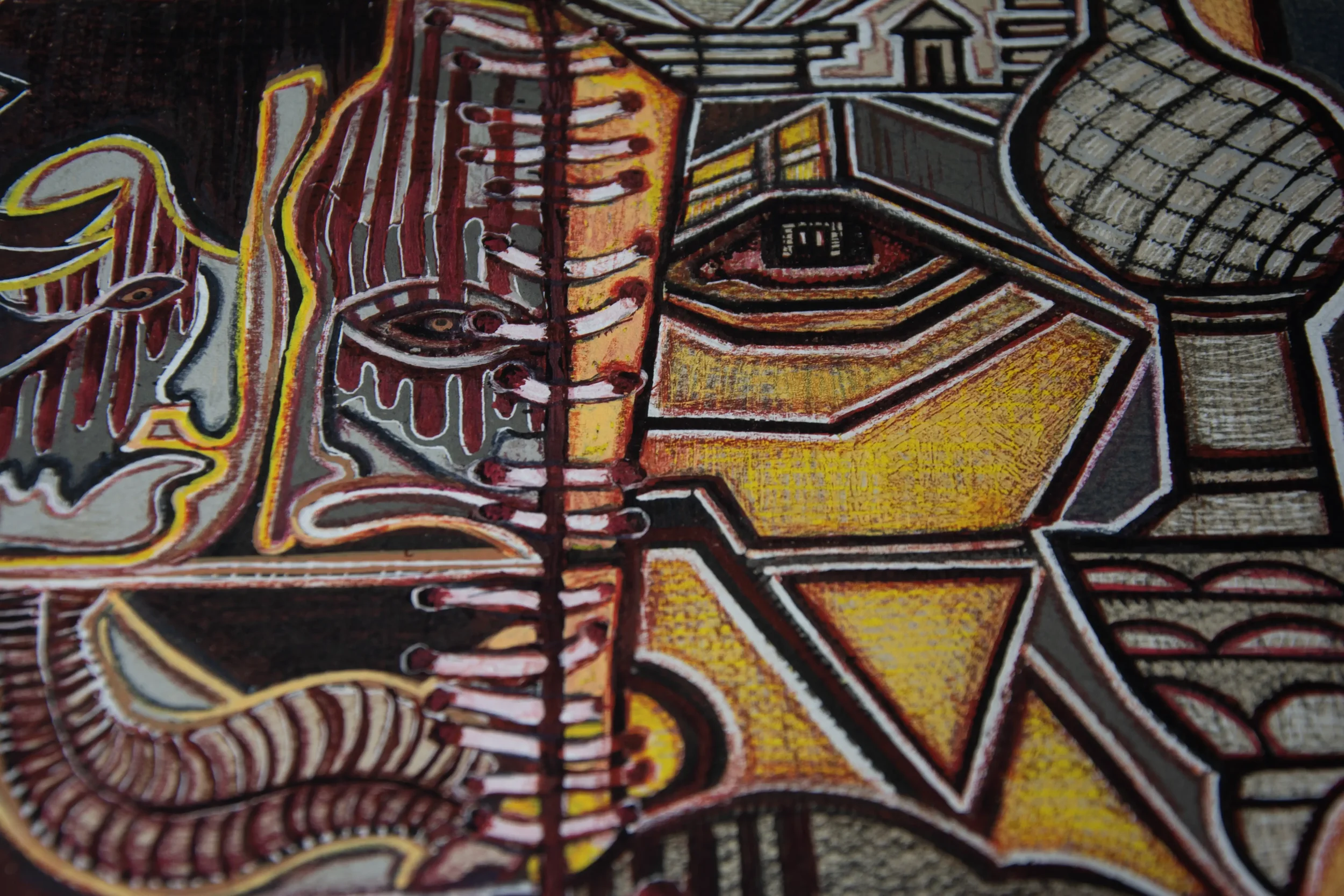 Close-up detail of Crime and Punishment fine art print showing paper texture and artist signature