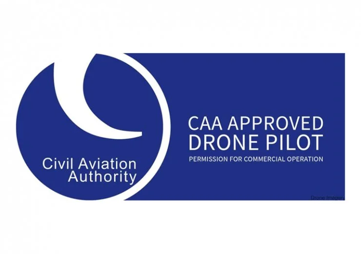 Civil Aviation Authority badge indicating approval for drone piloting and commercial operation.