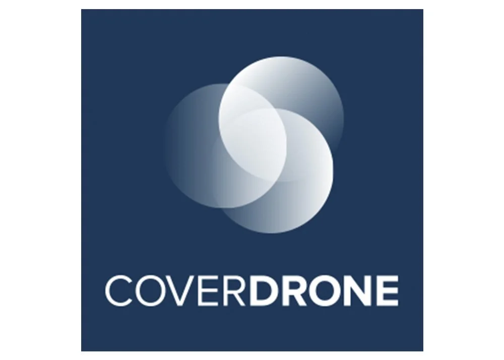 Logo featuring three overlapping circles of different grey shades and the text 'COVERDRONE' beneath it.