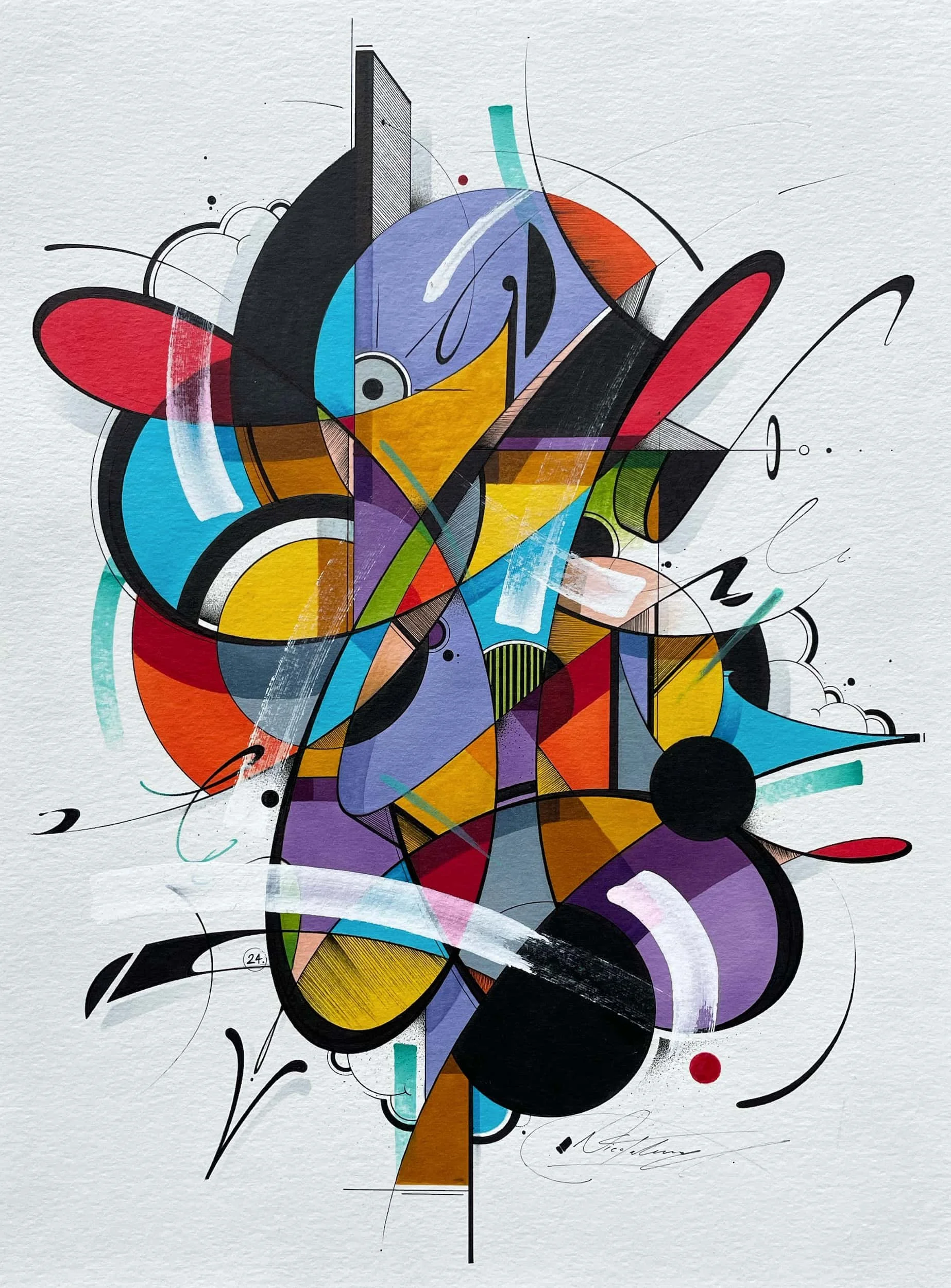 Untitled - Alcohol markers, ink and acrylic on paper, 30 x 40 cm, 2024