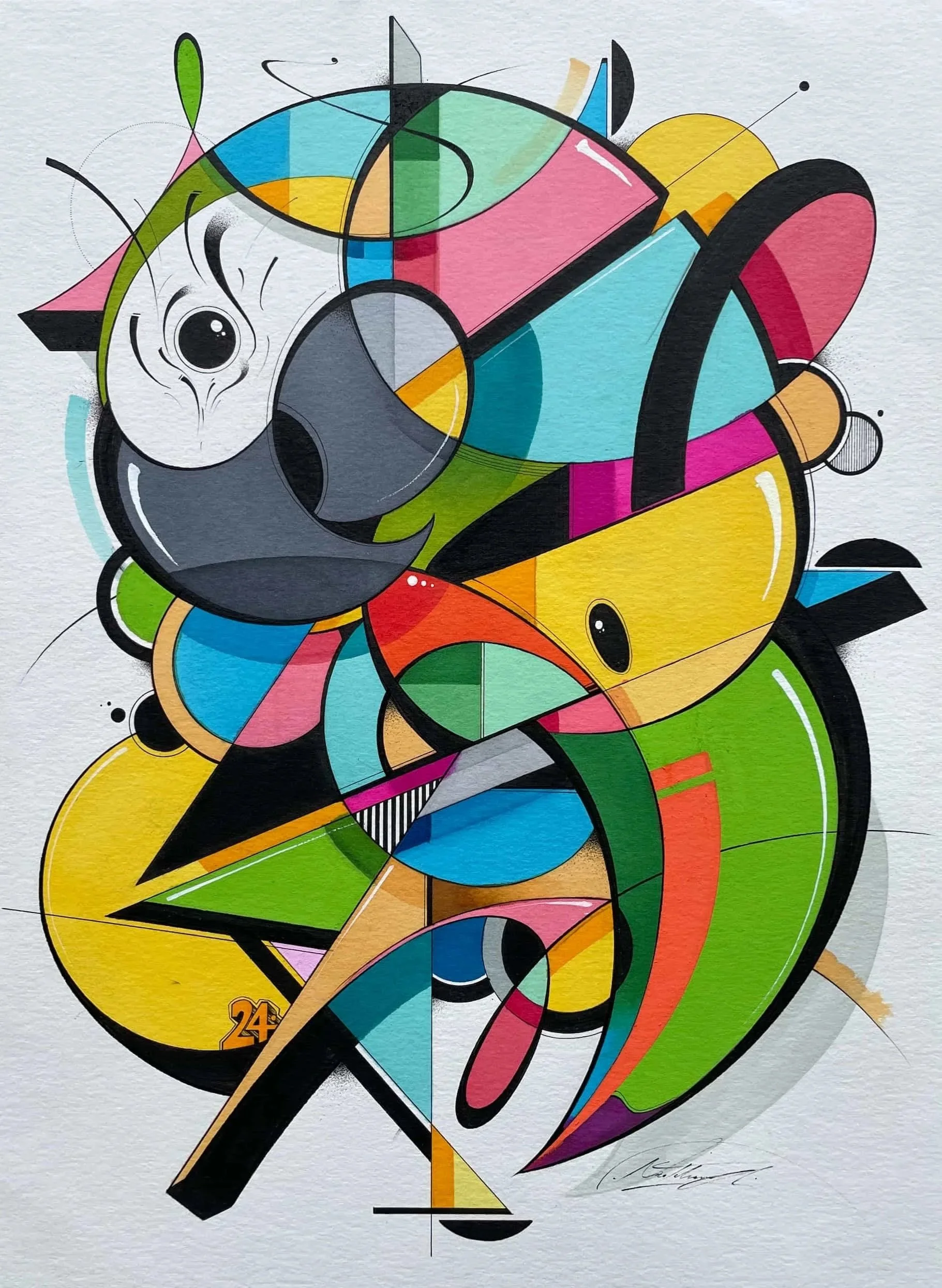 Intertwined - Alcohol markers, ink and acrylic on paper, 30 x 40 cm, 2024