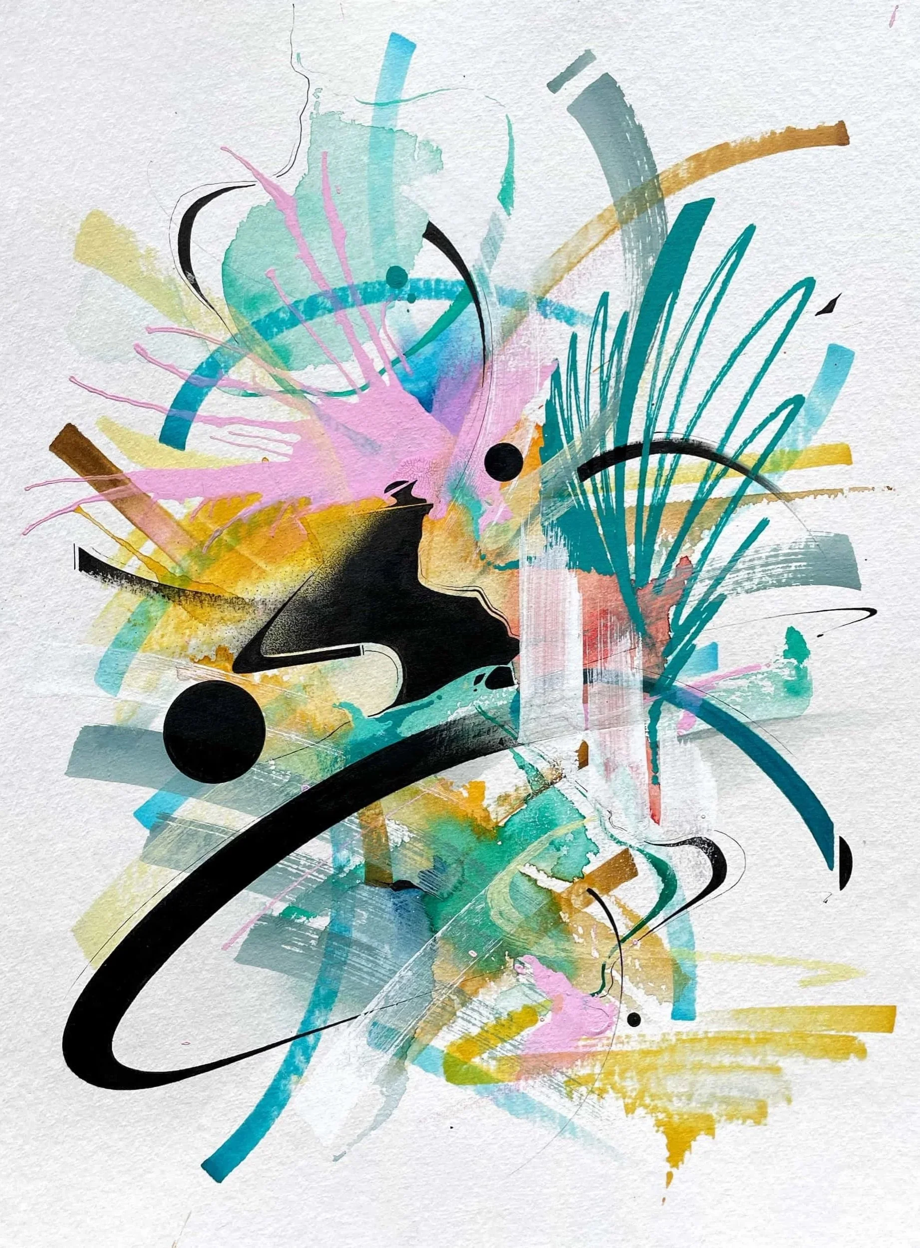 Speaking - Watercolor, ink, acrylic and alcohol markers on paper, 24 x 32 cm, 2022