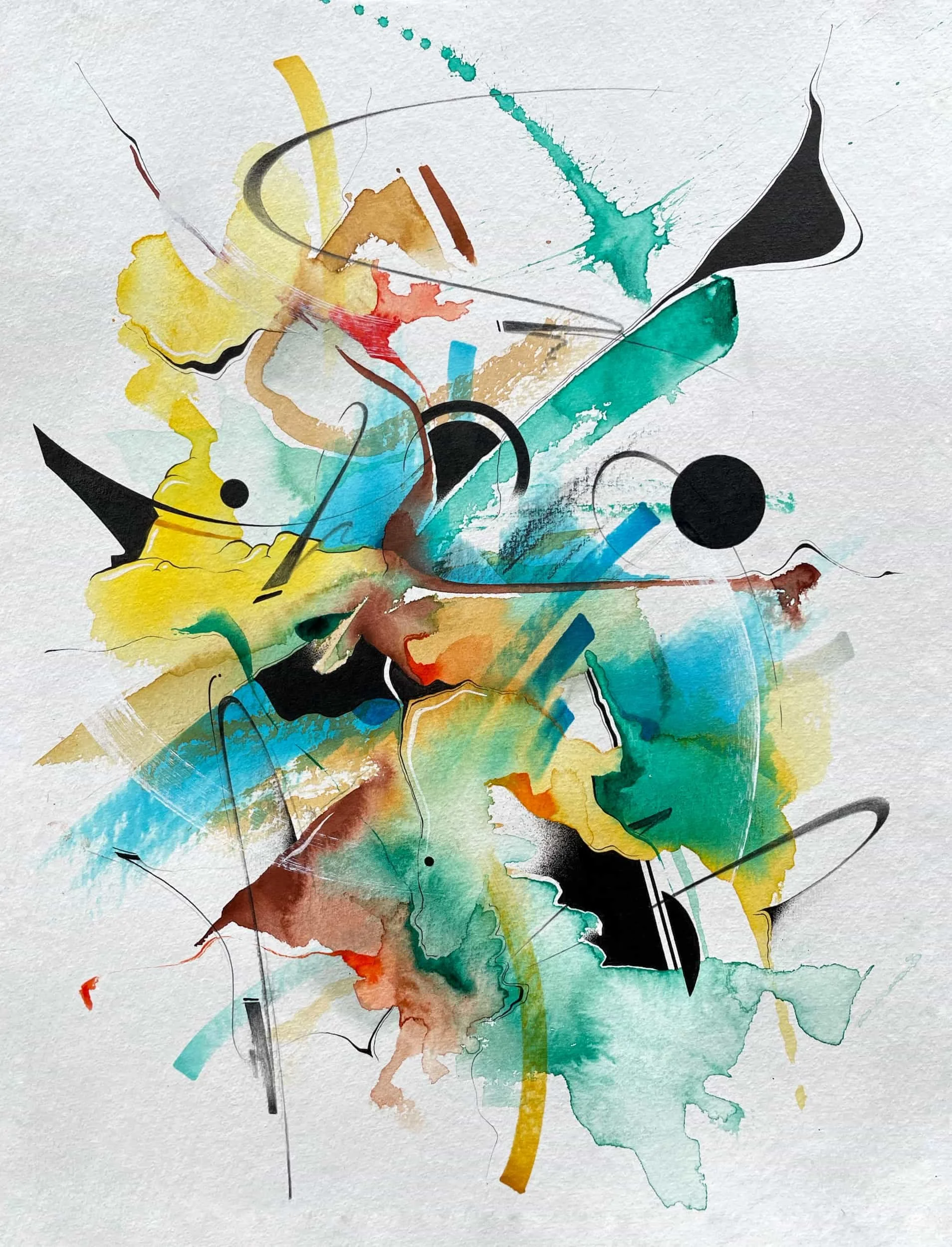 Stay - Watercolor, ink, acrylic and alcohol markers on paper, 24 x 32 cm, 2022