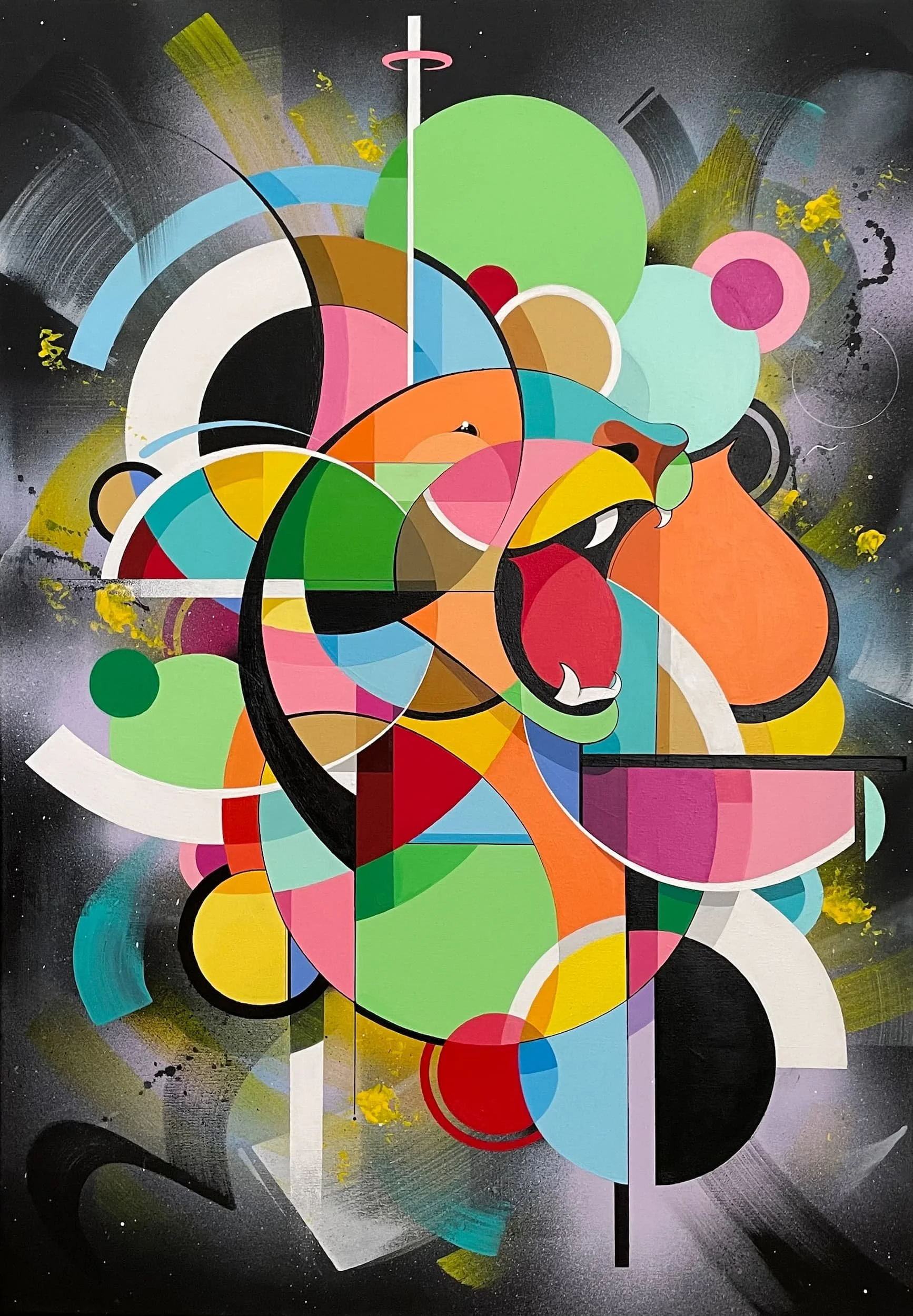 Space Tiger - Acrylic and spray paint on canvas, 70 x 100 cm, 2022 - 2025