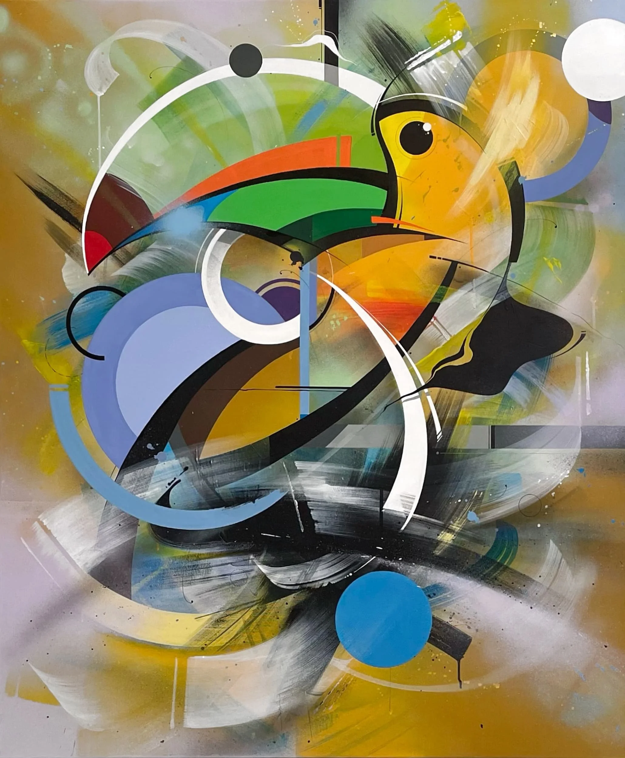 The Toucan - Acrylic and spraypaint on canvas, 100 x 120 cm, 2021