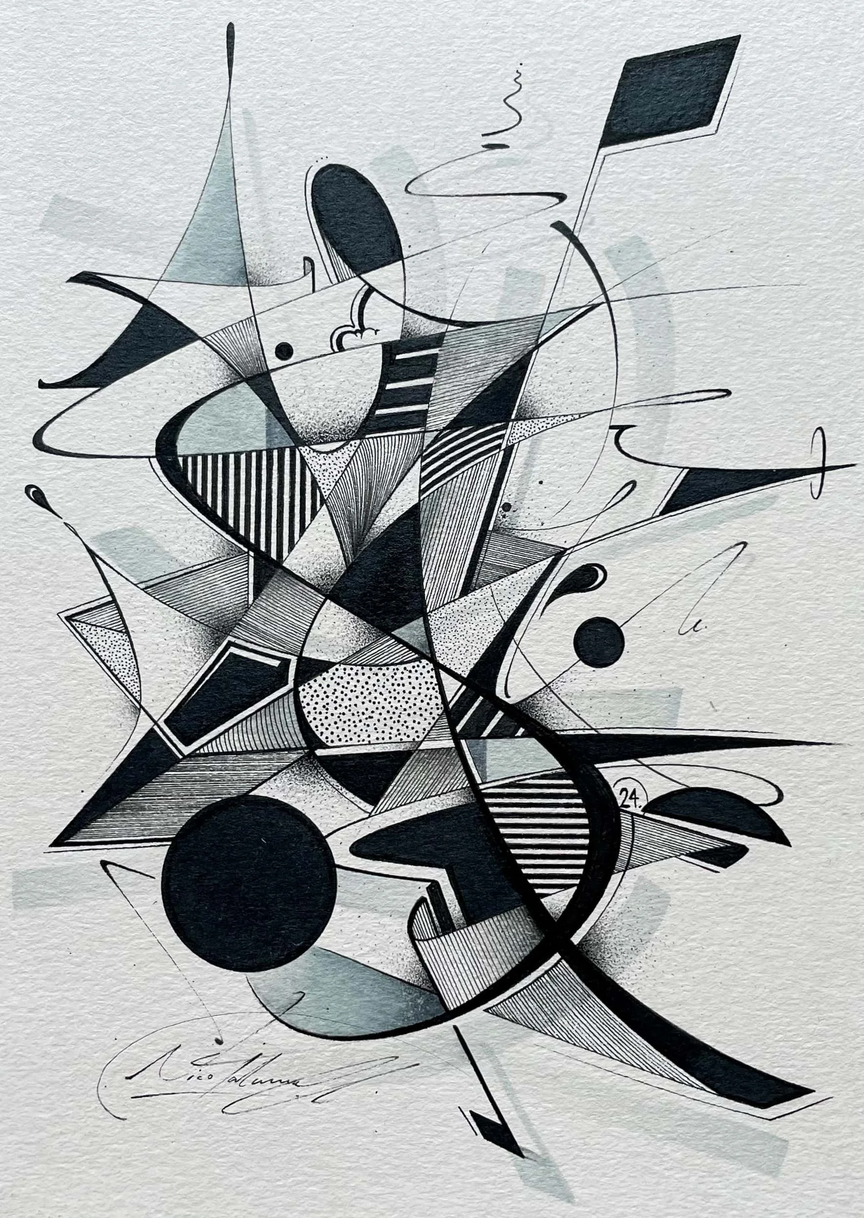 Untitled - Ink, alcohol markers and acrylic on paper, A5 / 14,8 x 21 cm, 2024