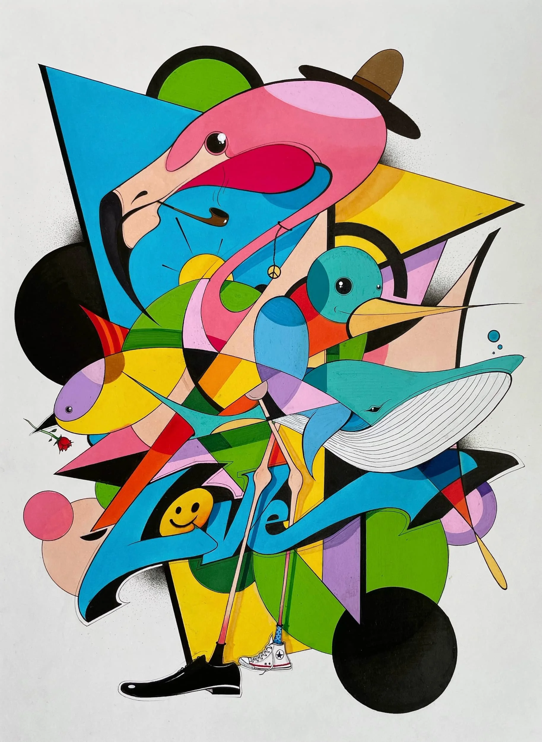 Love - Acrylic, ink and alcohol markers on paper, 30 x 40 cm, 2025