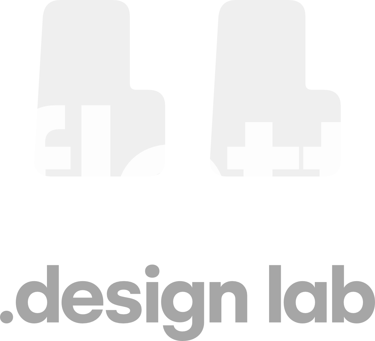 Logo mit zwei Stühlen und Text 'fliat.design lab'
