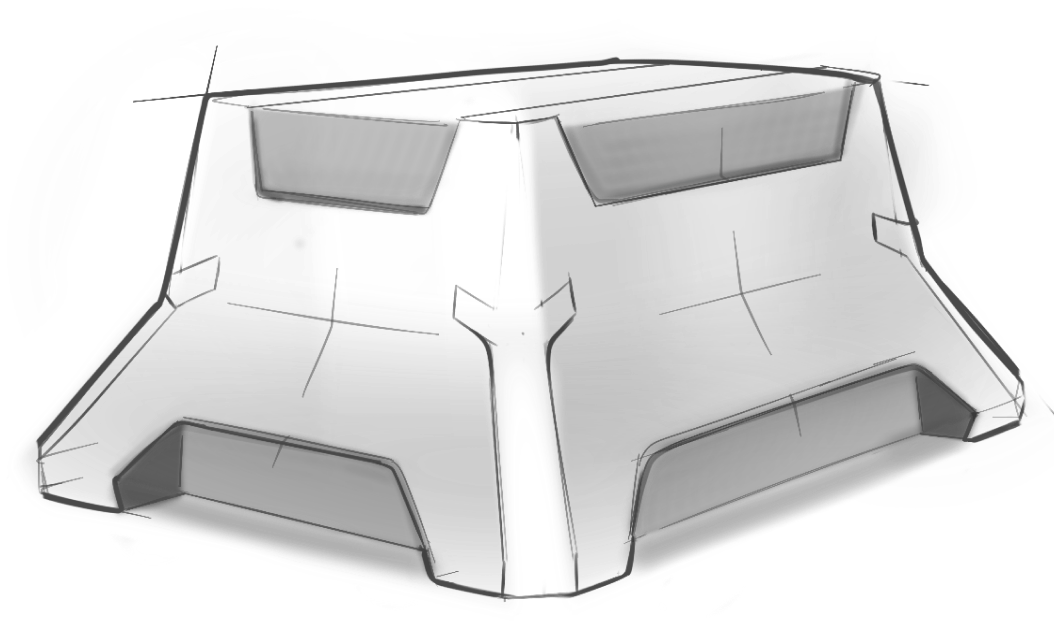 Design-Sketch von einem Gummiklotz