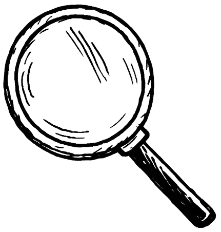 Loupe dessiné à la main sur tablette, représente la recherche généalogique