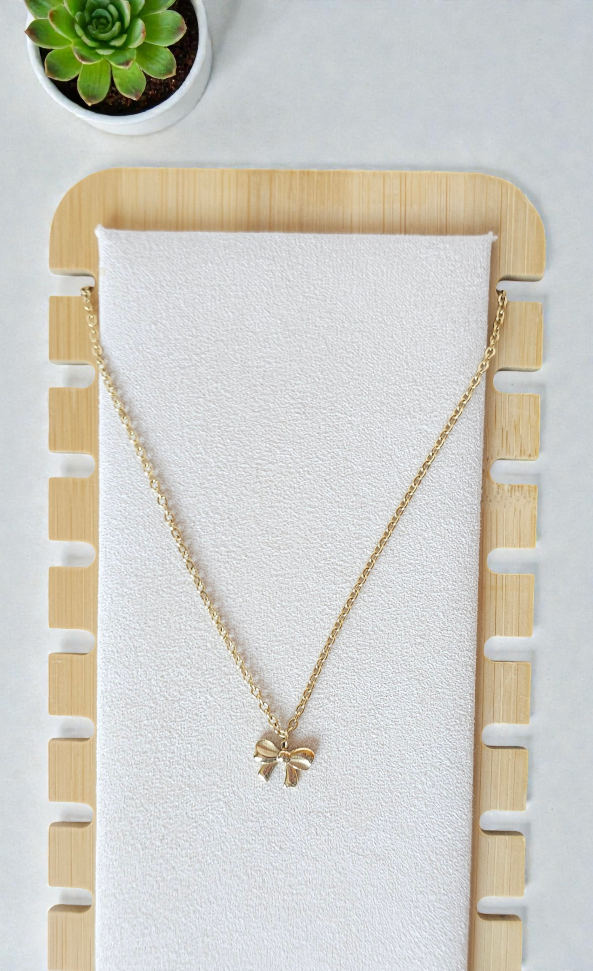 Collier nœud-ruban - Acier inoxydable doré