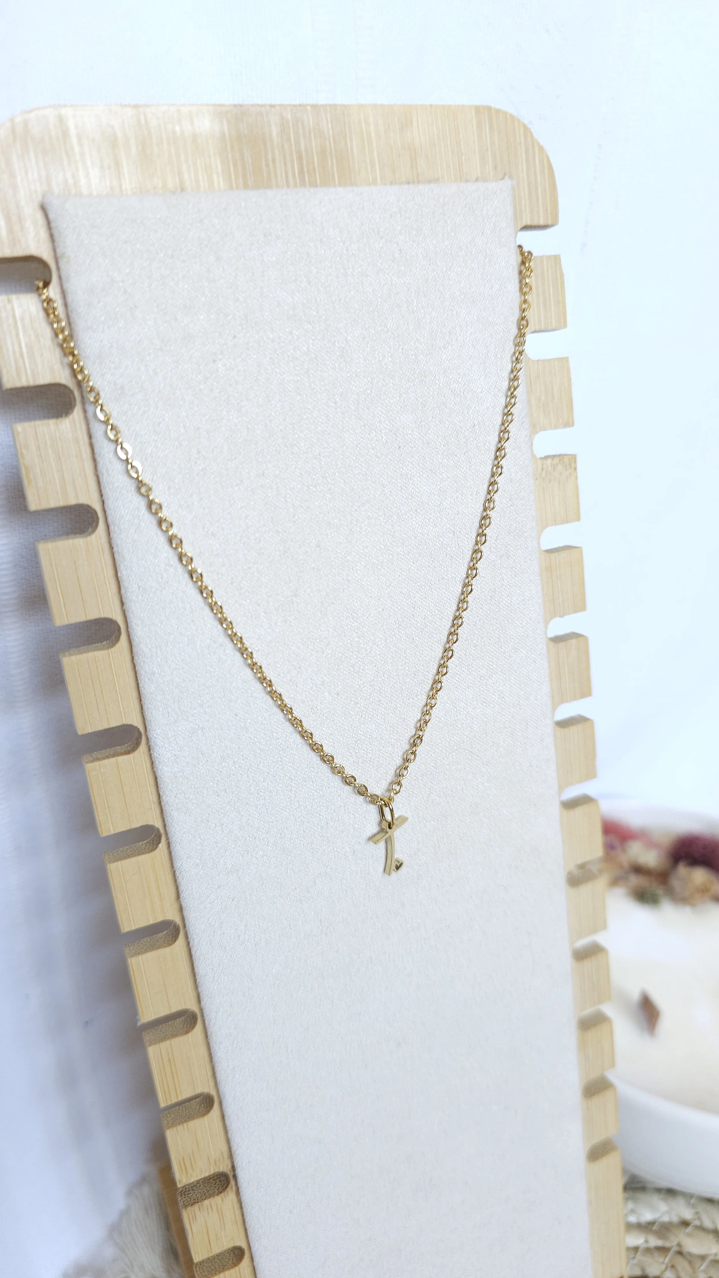 Collier initiale cœur - Acier inoxydable doré