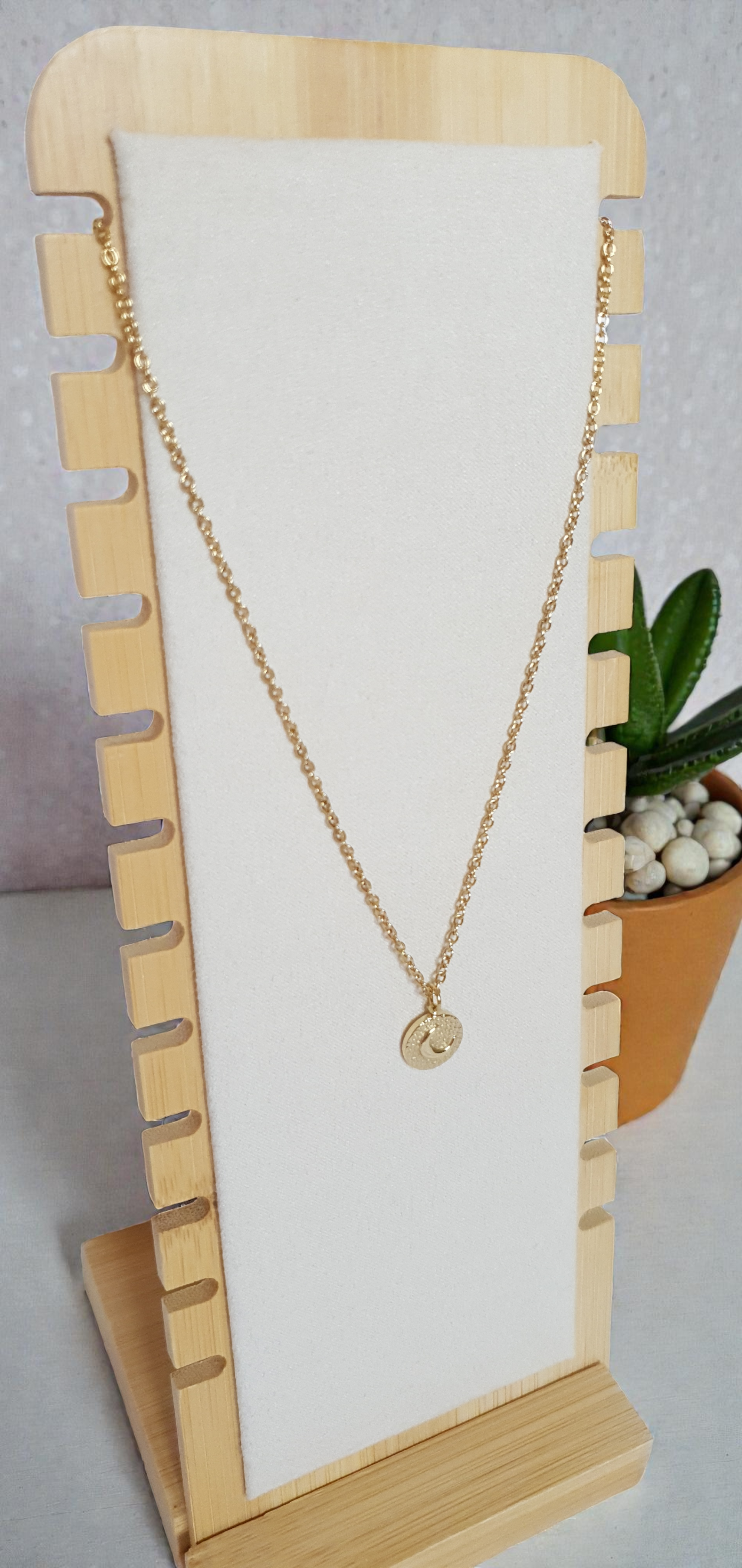 Collier lune - Acier inoxydable doré