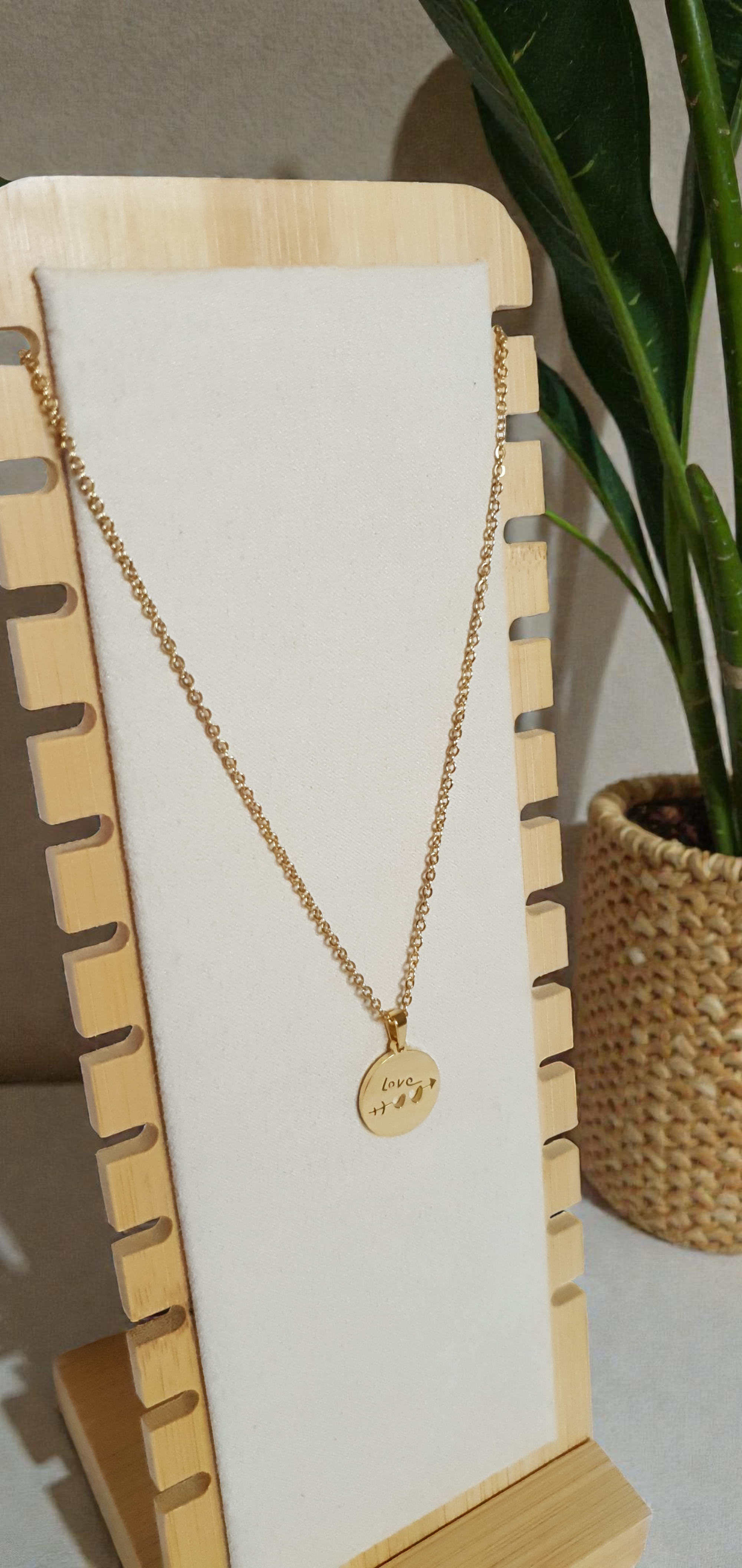 Collier Love - Acier inoxydable doré