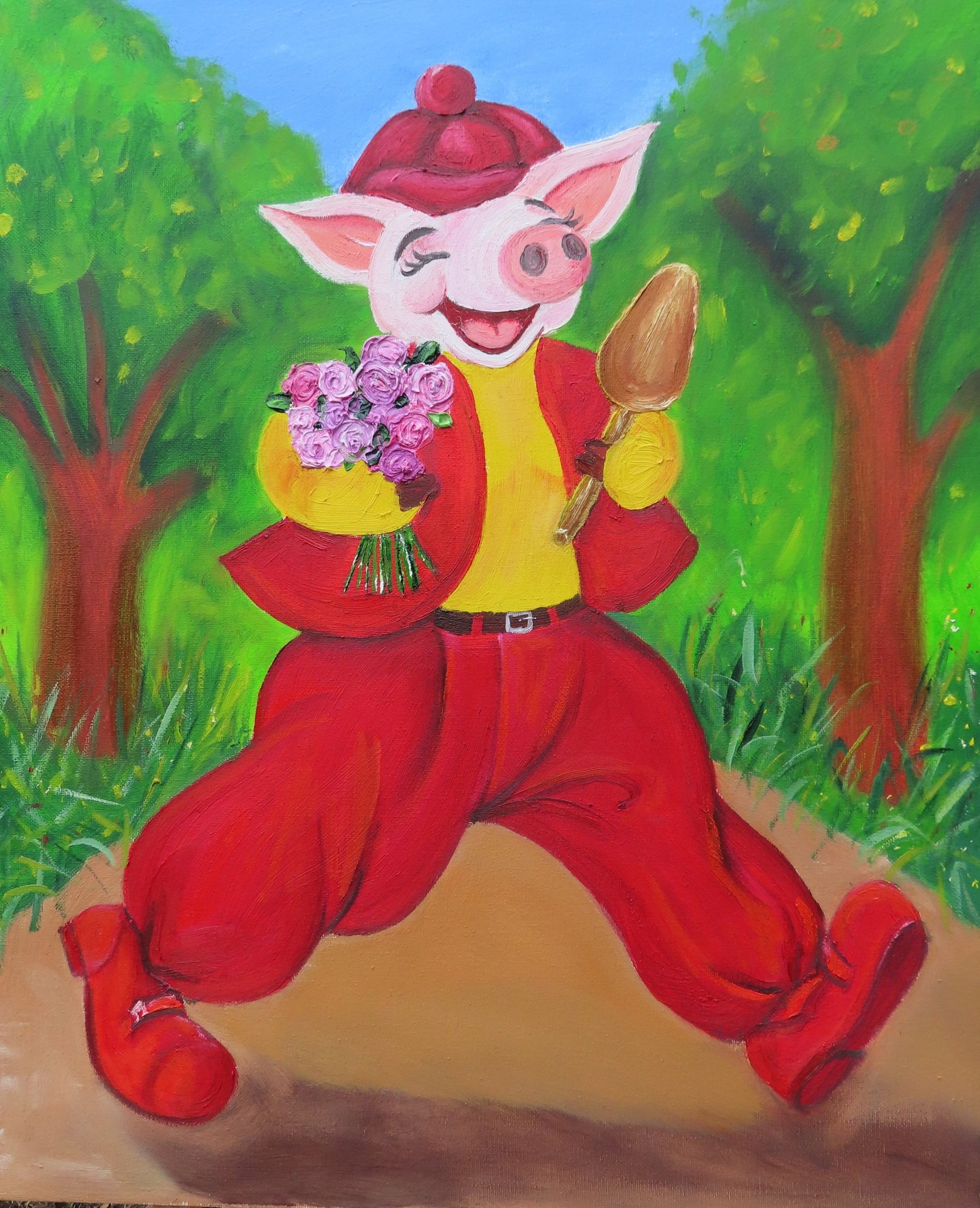 Ms. Pig.2019.Oil on canvas.56cm×45.5cm