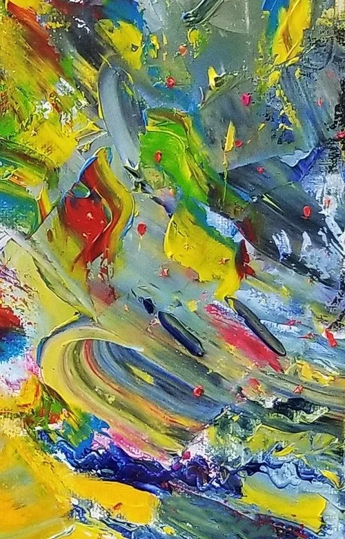 Detail of an abstract oil painting by Jane Mackenzie.