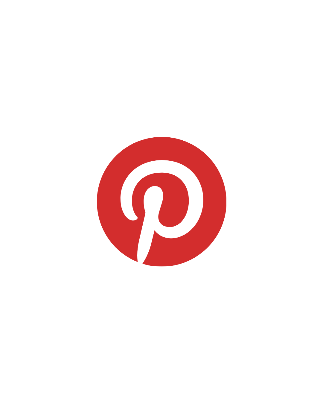 Pinterest logo with a red circle and white stylized 'P' in the center.