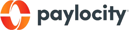 Paylocity logo with an orange and purple circular icon and black text