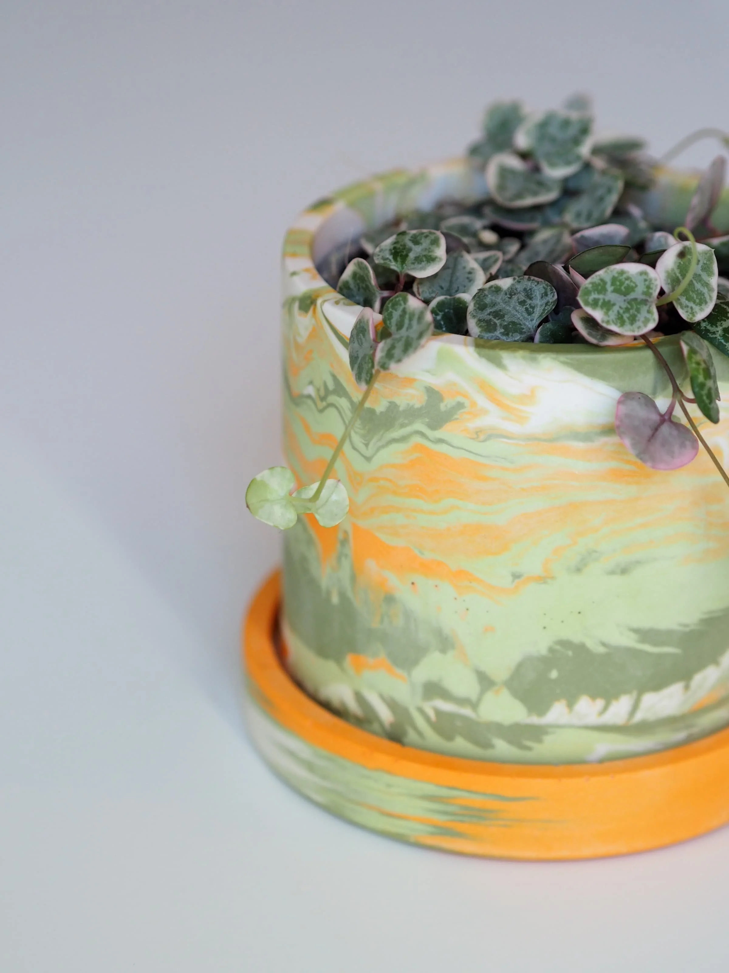 10cm Marbled Plant Pot: Orange Margarita